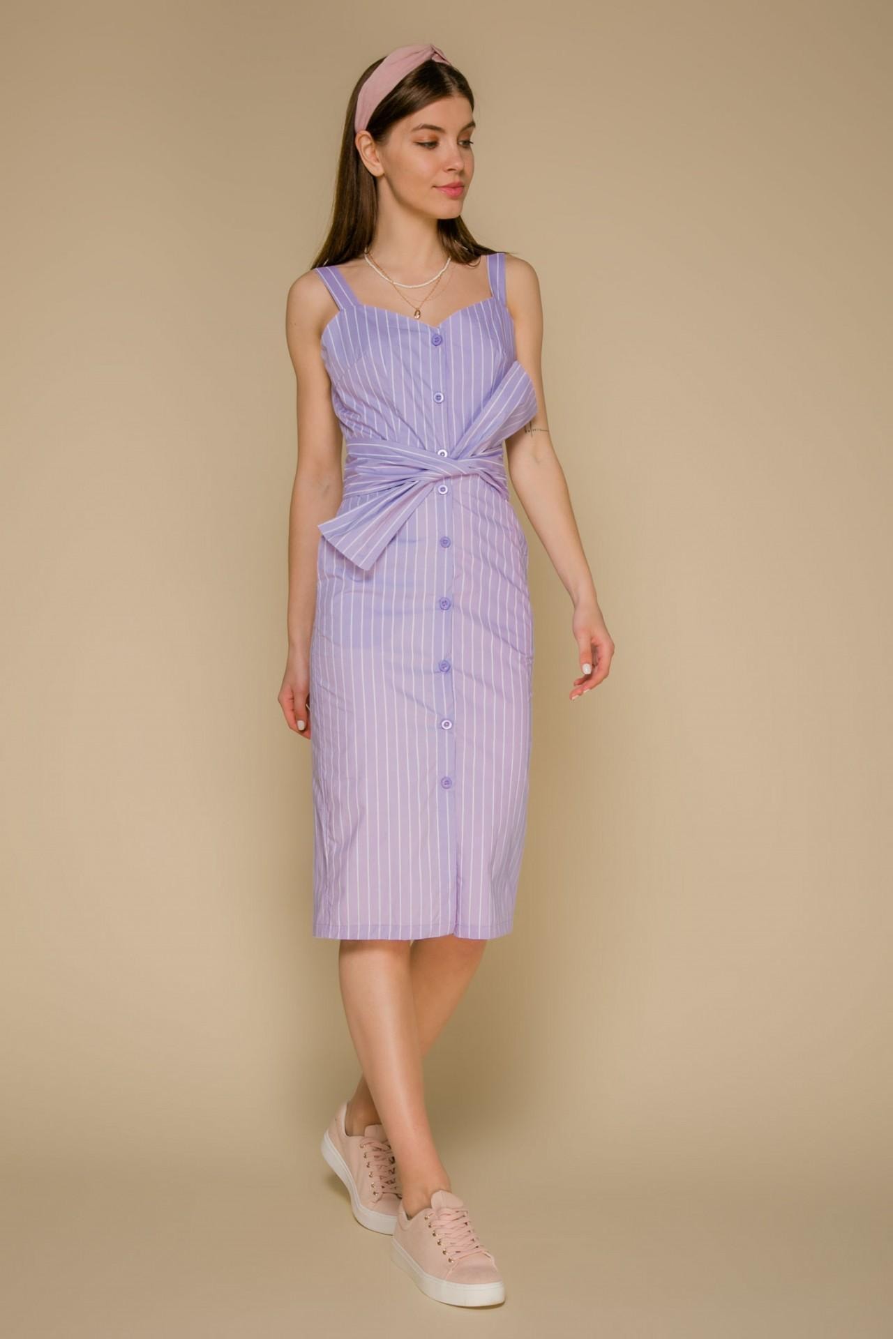 A straight-cut dress made from soft lilac cotton, Lilac — photo 4