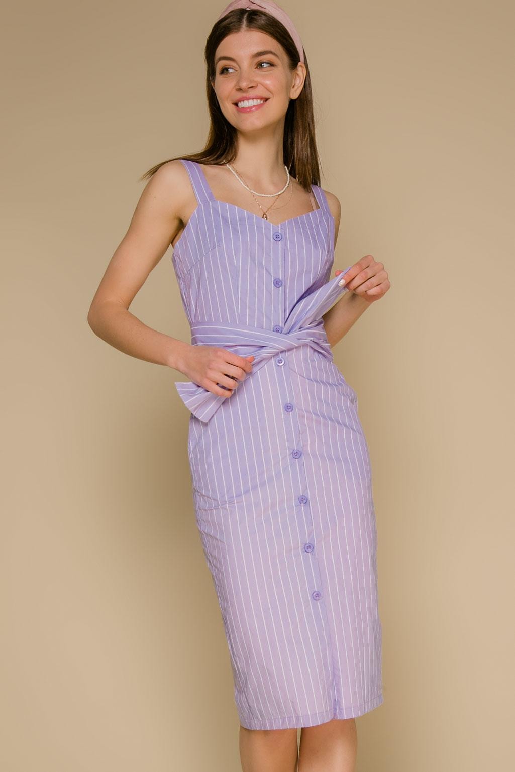 A straight-cut dress made from soft lilac cotton, Lilac