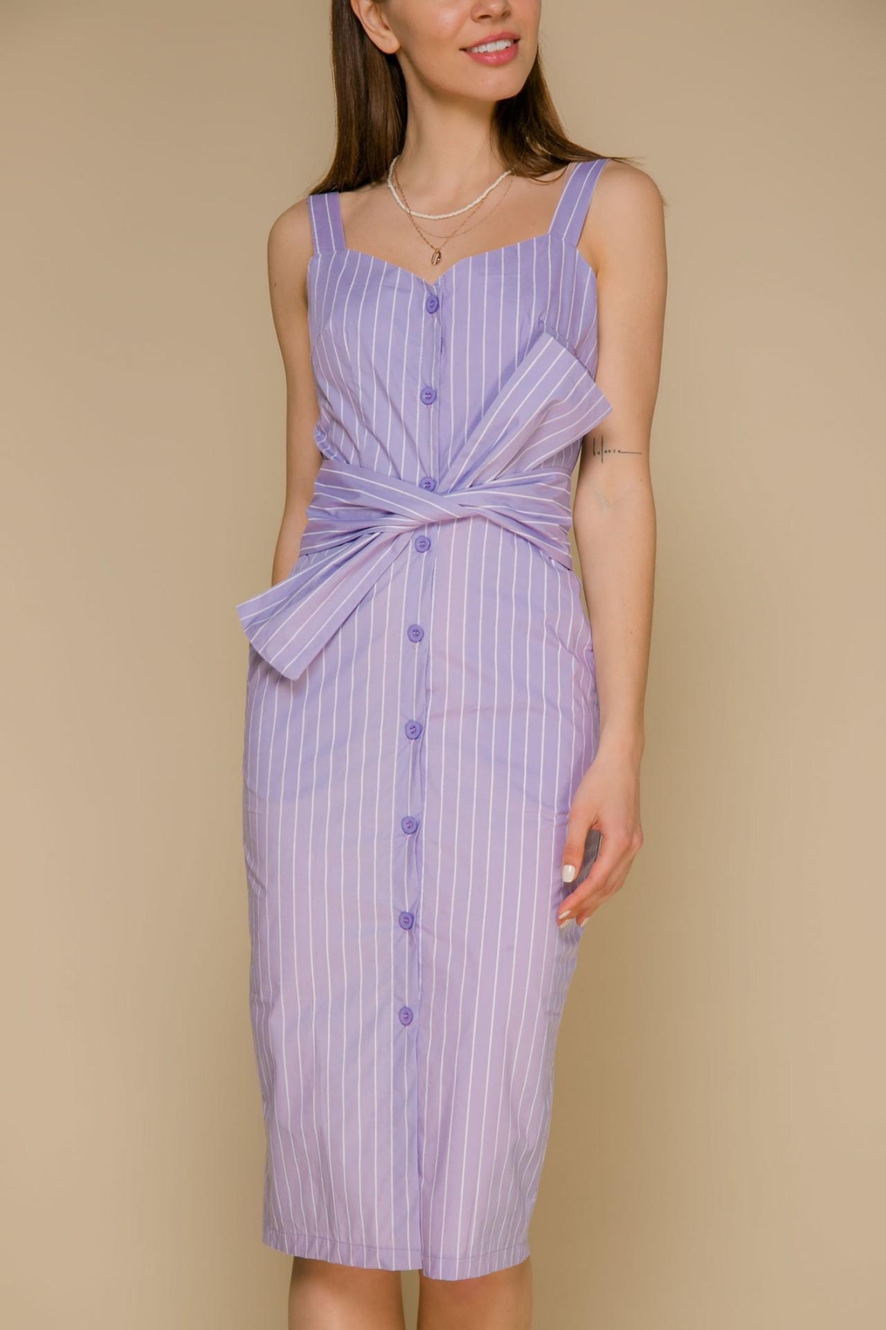 A straight-cut dress made from soft lilac cotton, Lilac — photo 2