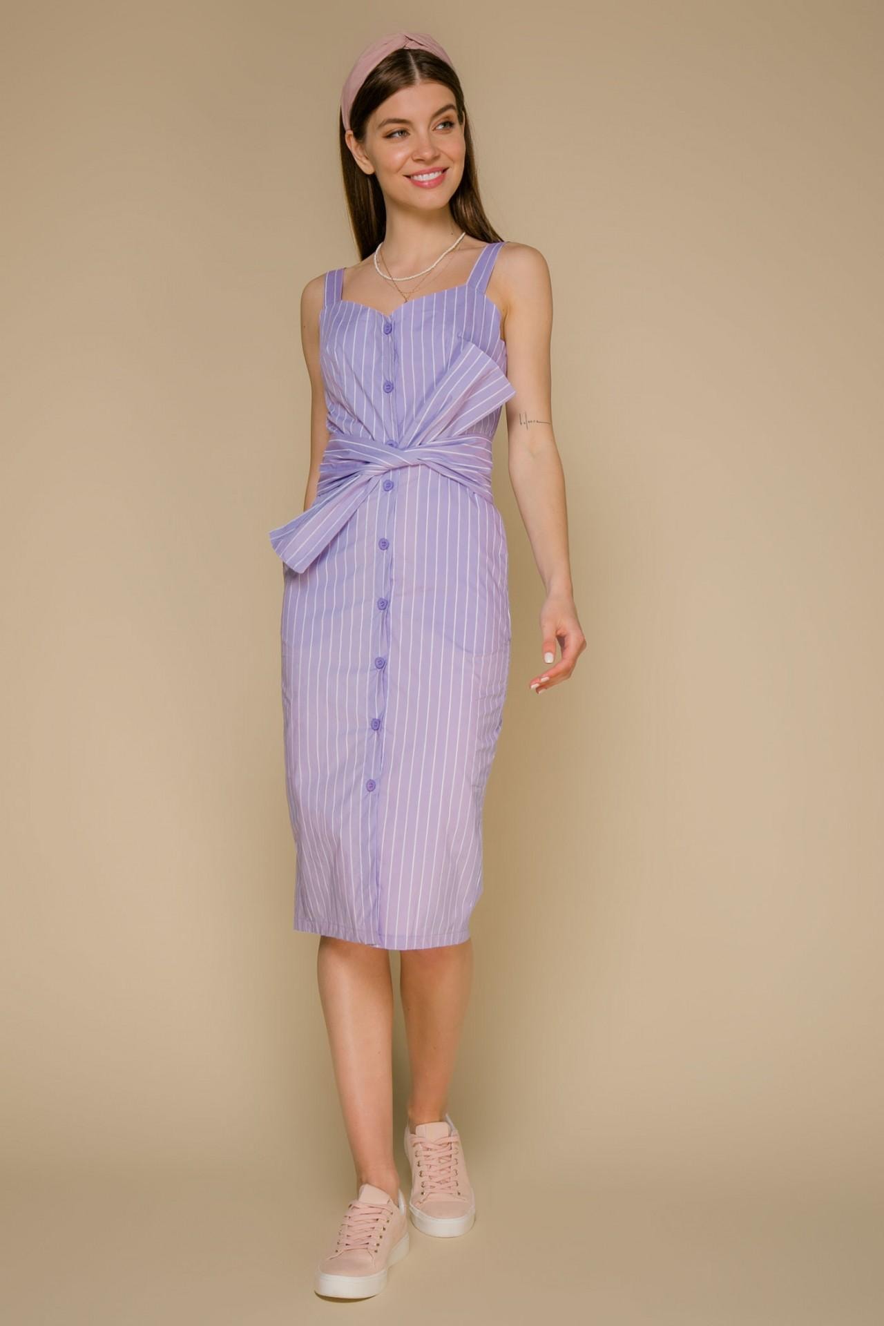 A straight-cut dress made from soft lilac cotton, Lilac — photo 5