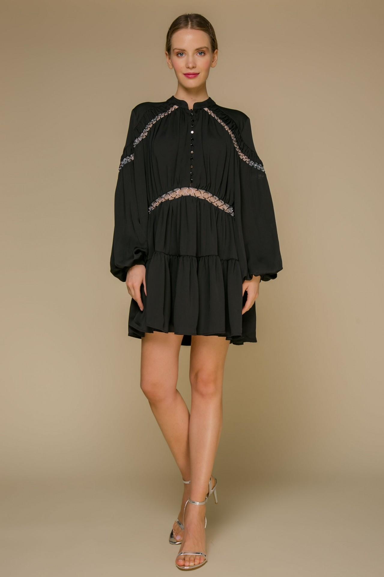 Babydoll dress with eyelets, Black