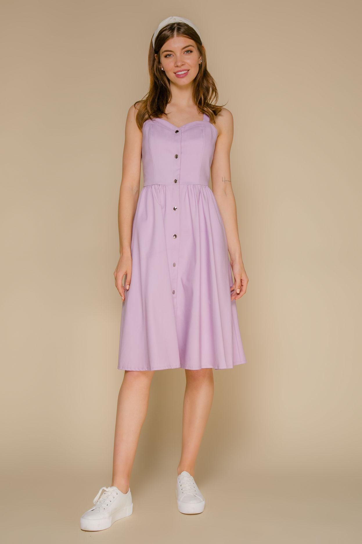 Delicate lilac-toned pinafore with a full skirt, Lilac