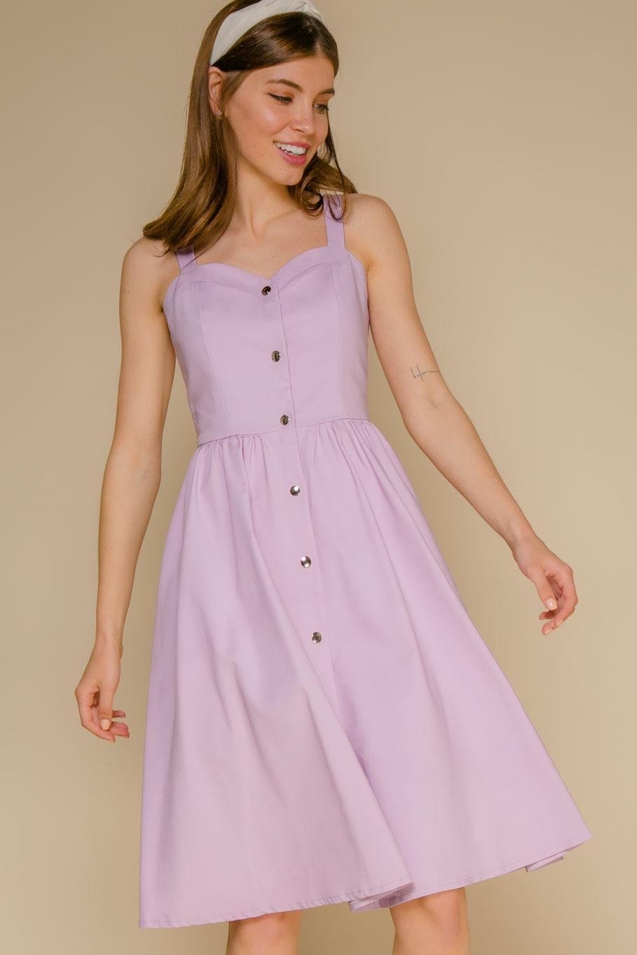 Delicate lilac-toned pinafore with a full skirt, Lilac — photo 2
