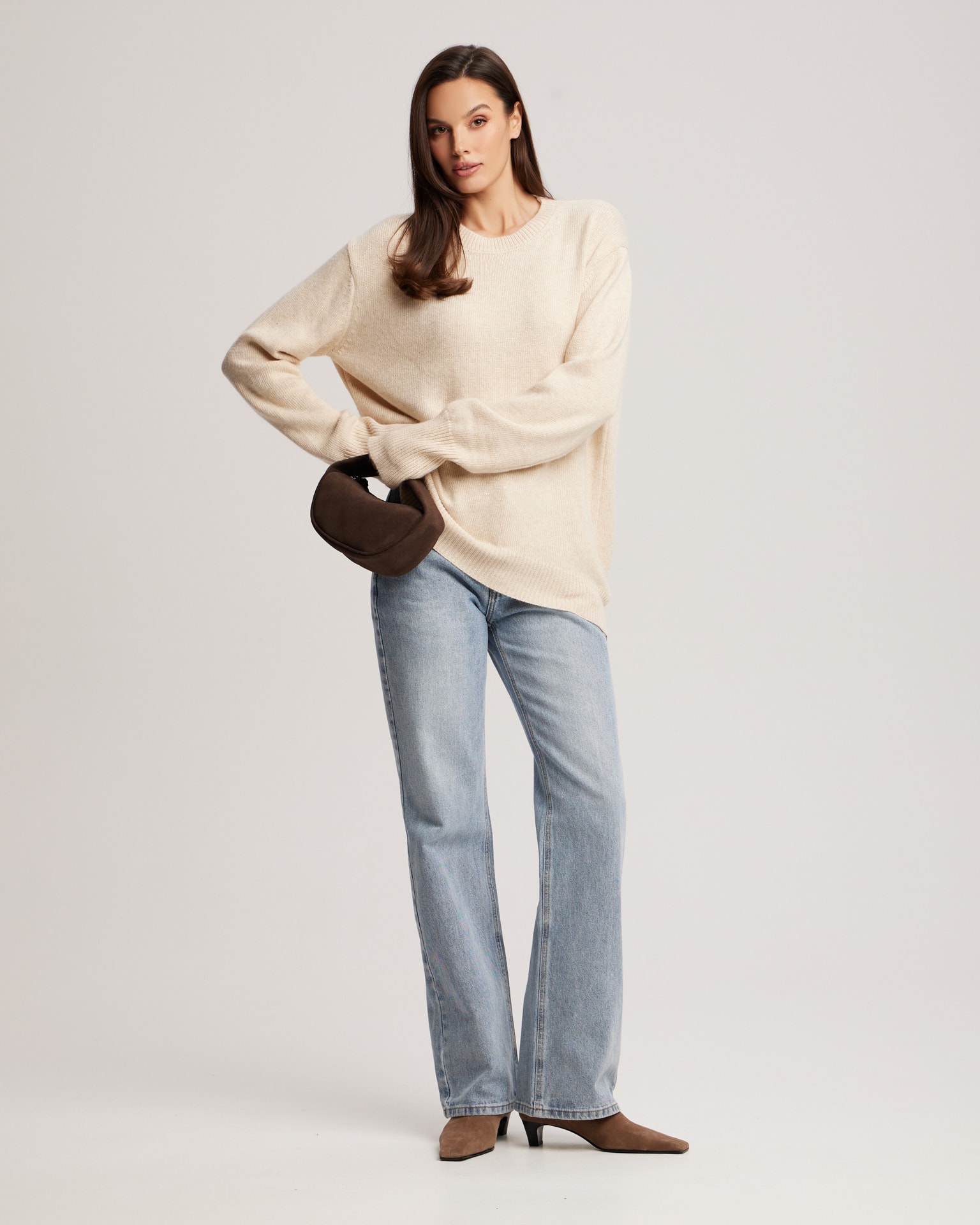 Oversize jumper in beige, Beige
