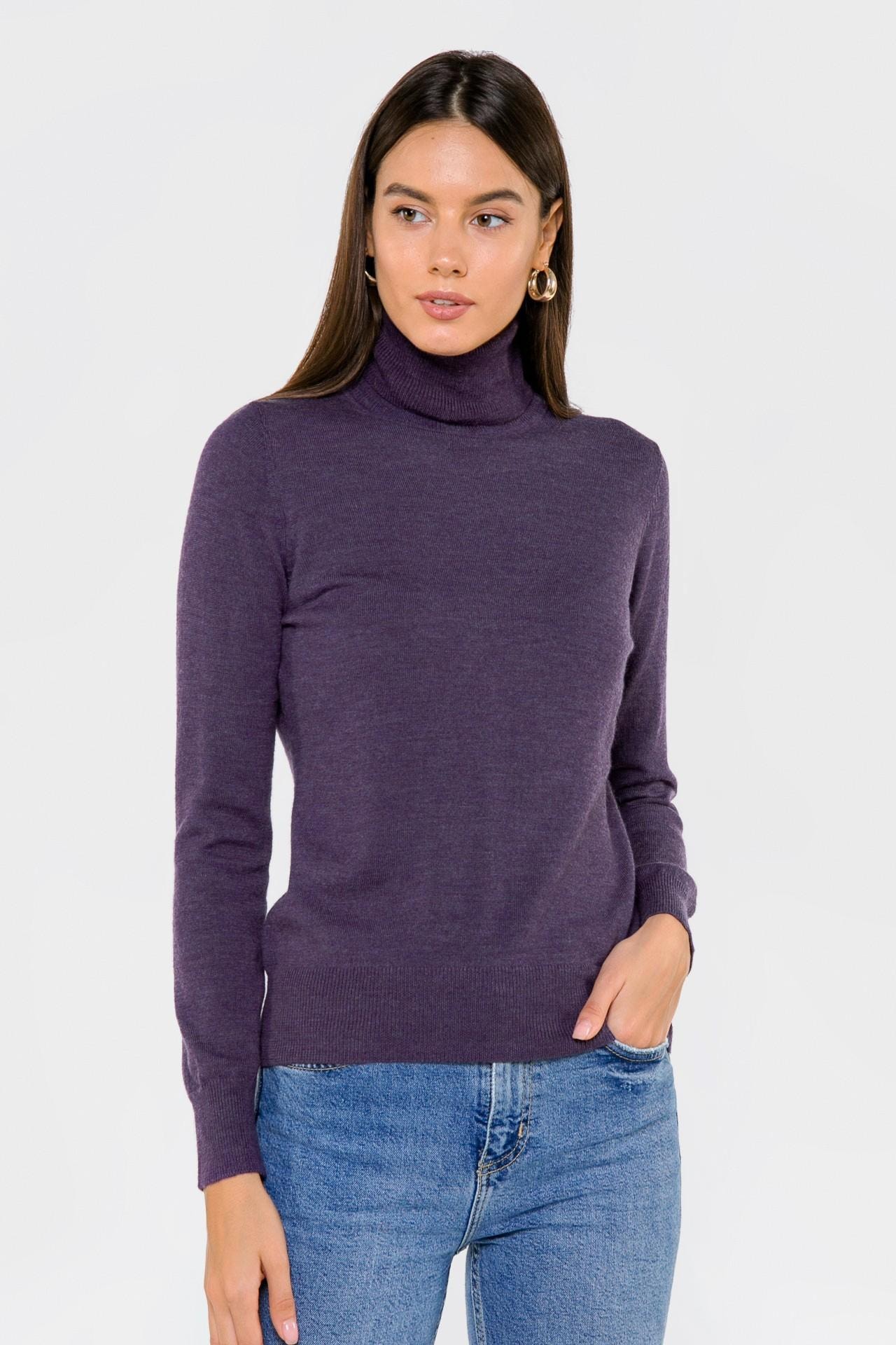 Classic turtleneck in a deep purple colour, Lilac — photo 2