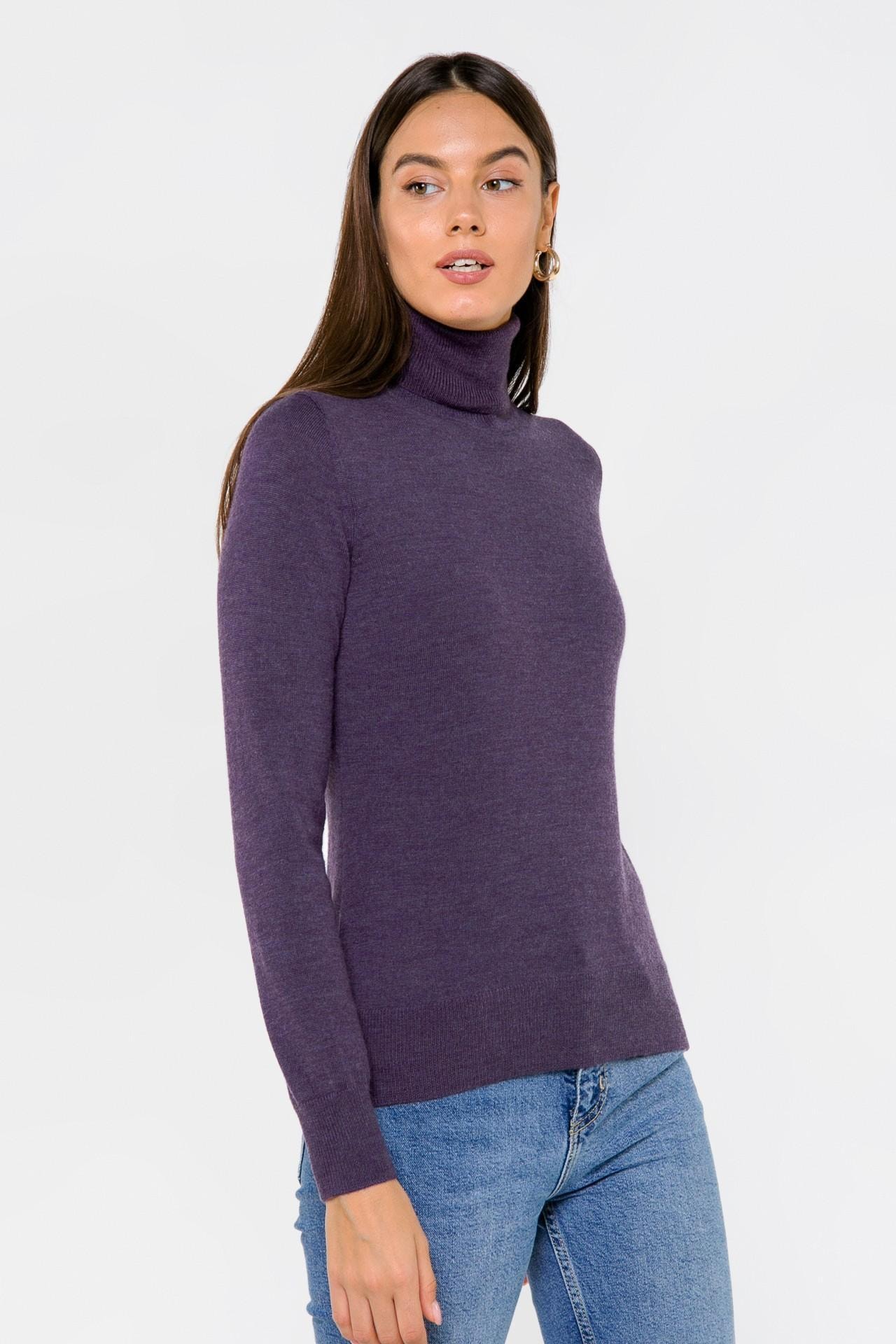 Classic turtleneck in a deep purple colour, Lilac — photo 3