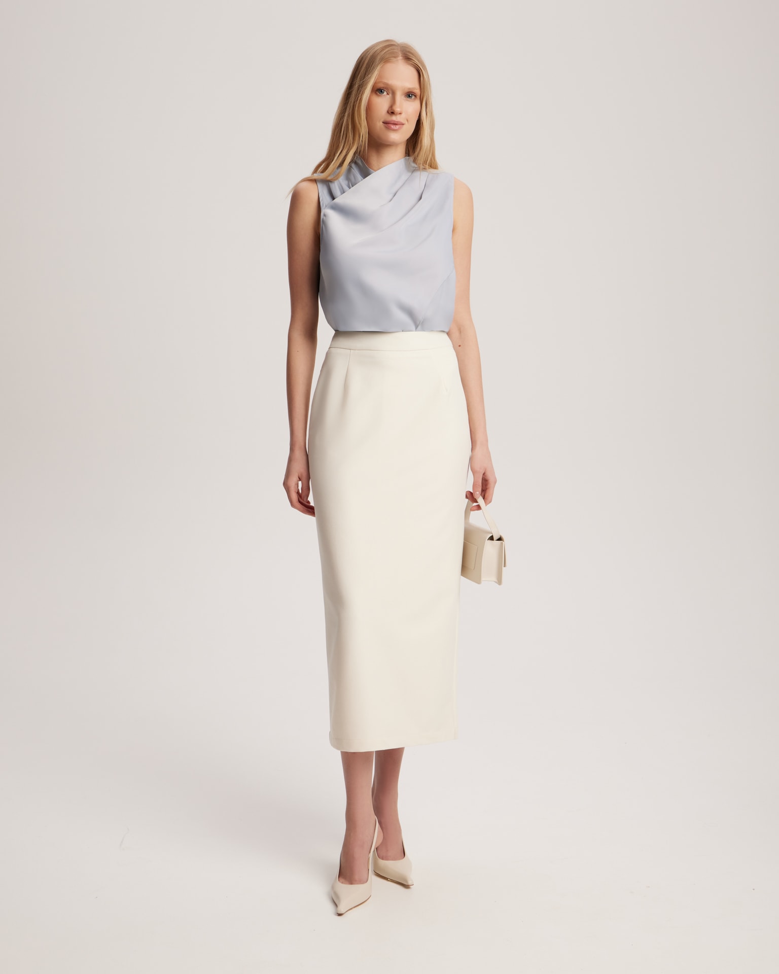 Straight-cut skirt in milky color, Milk — photo 2