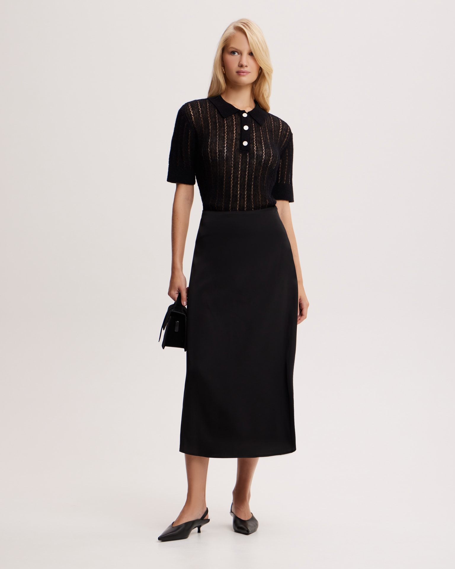 Knitted polo jumper, Black — photo 2