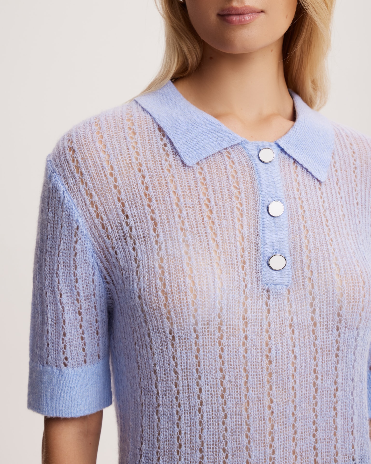 Knit polo jumper, Light Blue — photo 6