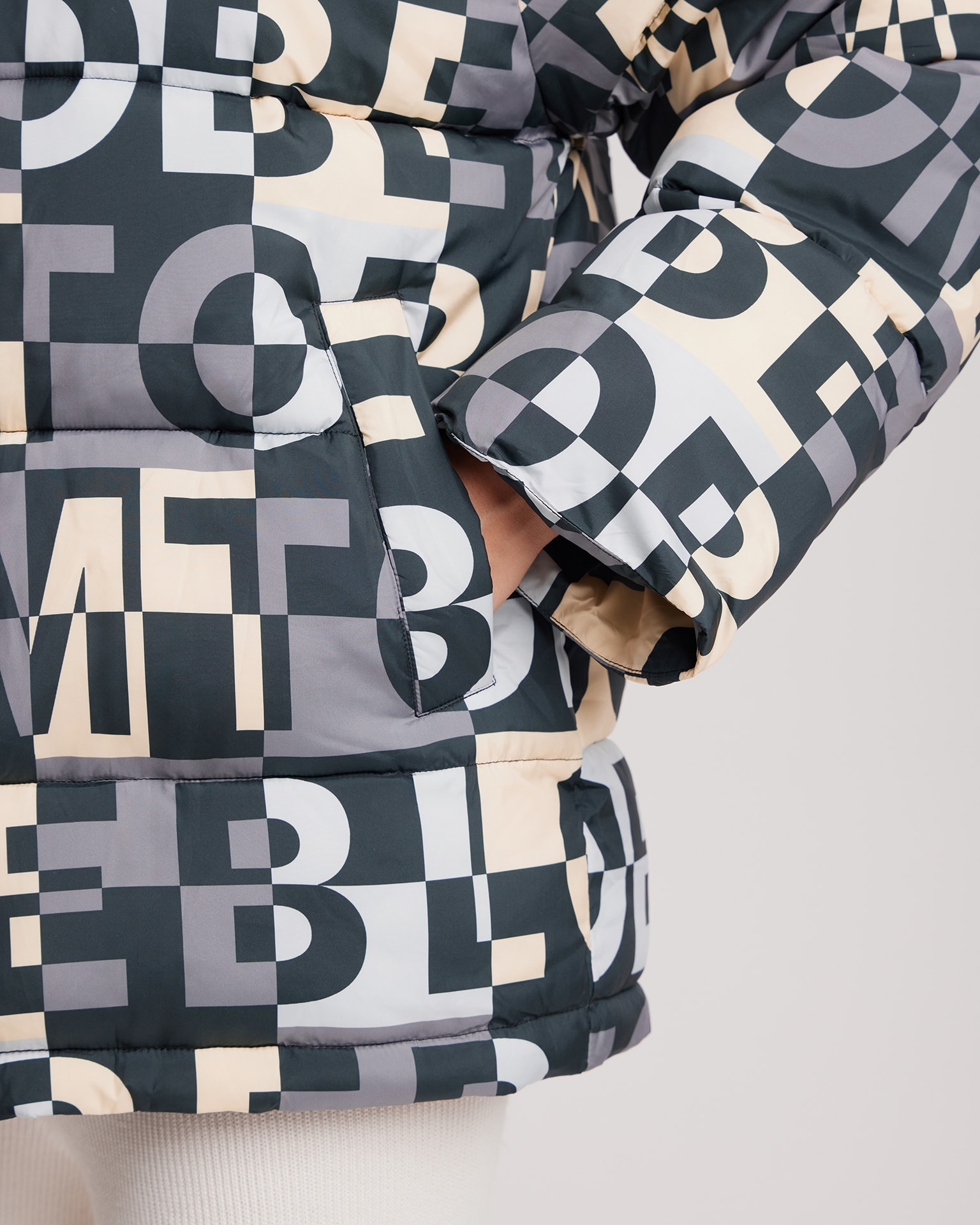 Down jacket with limited edition print, Grey — photo 7