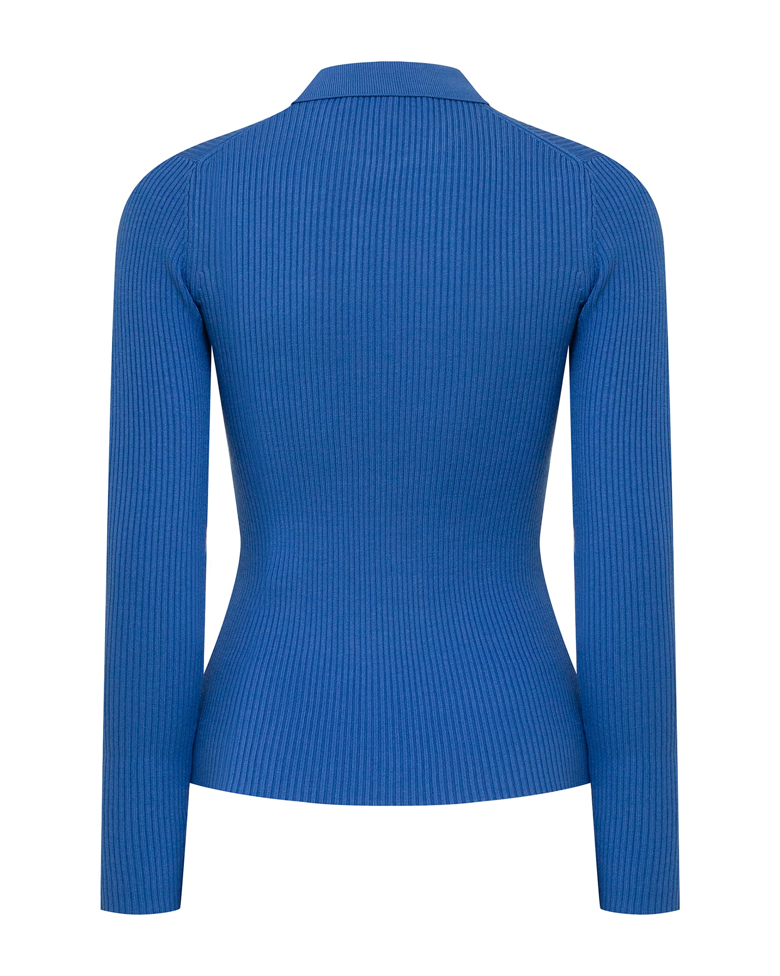 Blue polo with long sleeves, Blue — photo 8