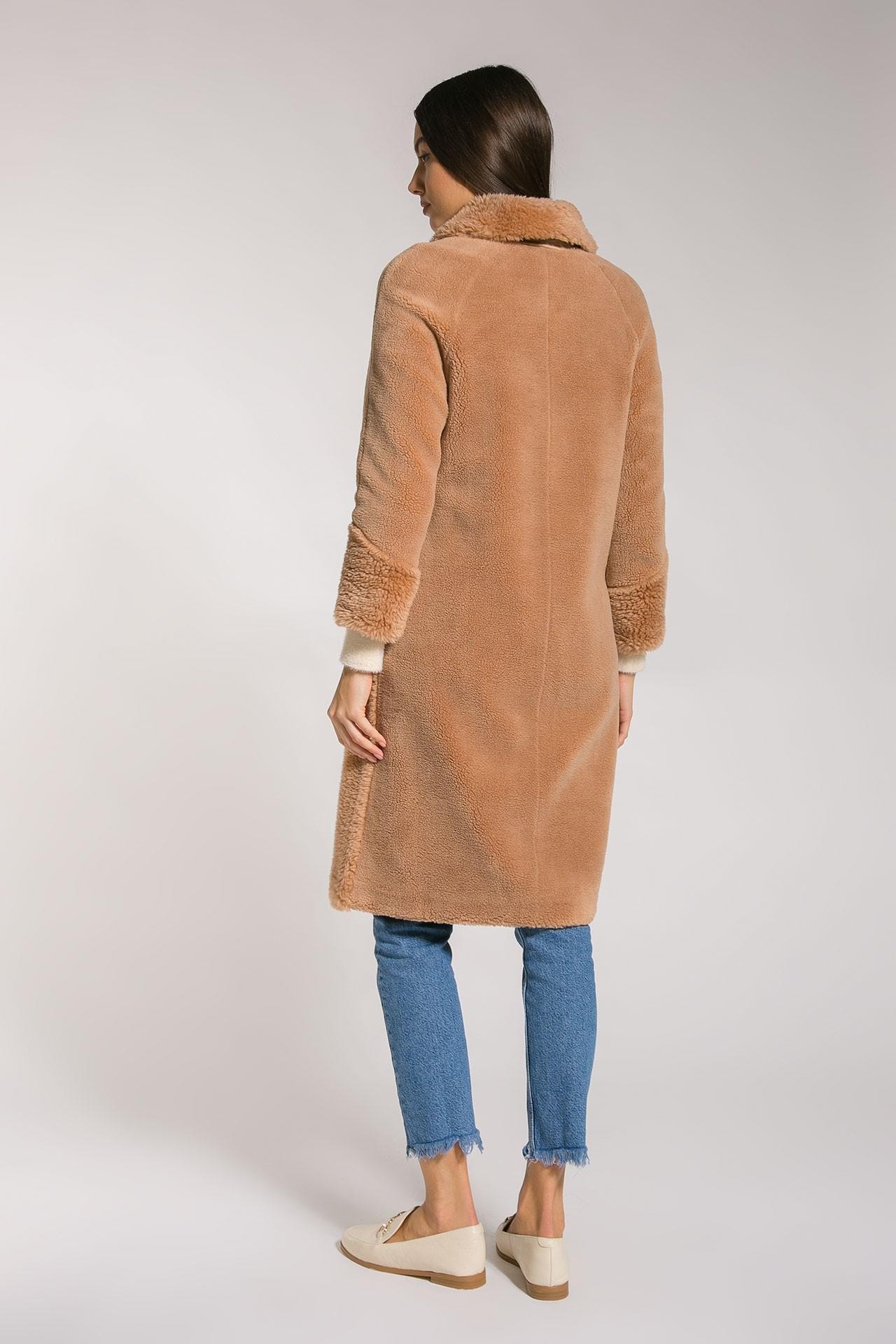 Straight-cut coat with 7/8 sleeves, Brown — photo 5