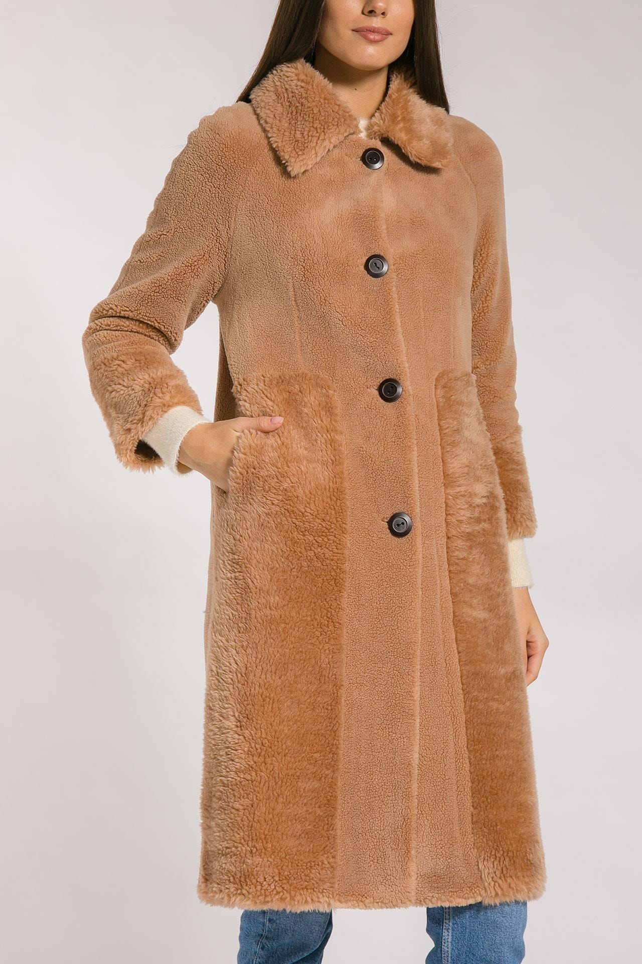 Straight-cut coat with 7/8 sleeves, Brown — photo 4