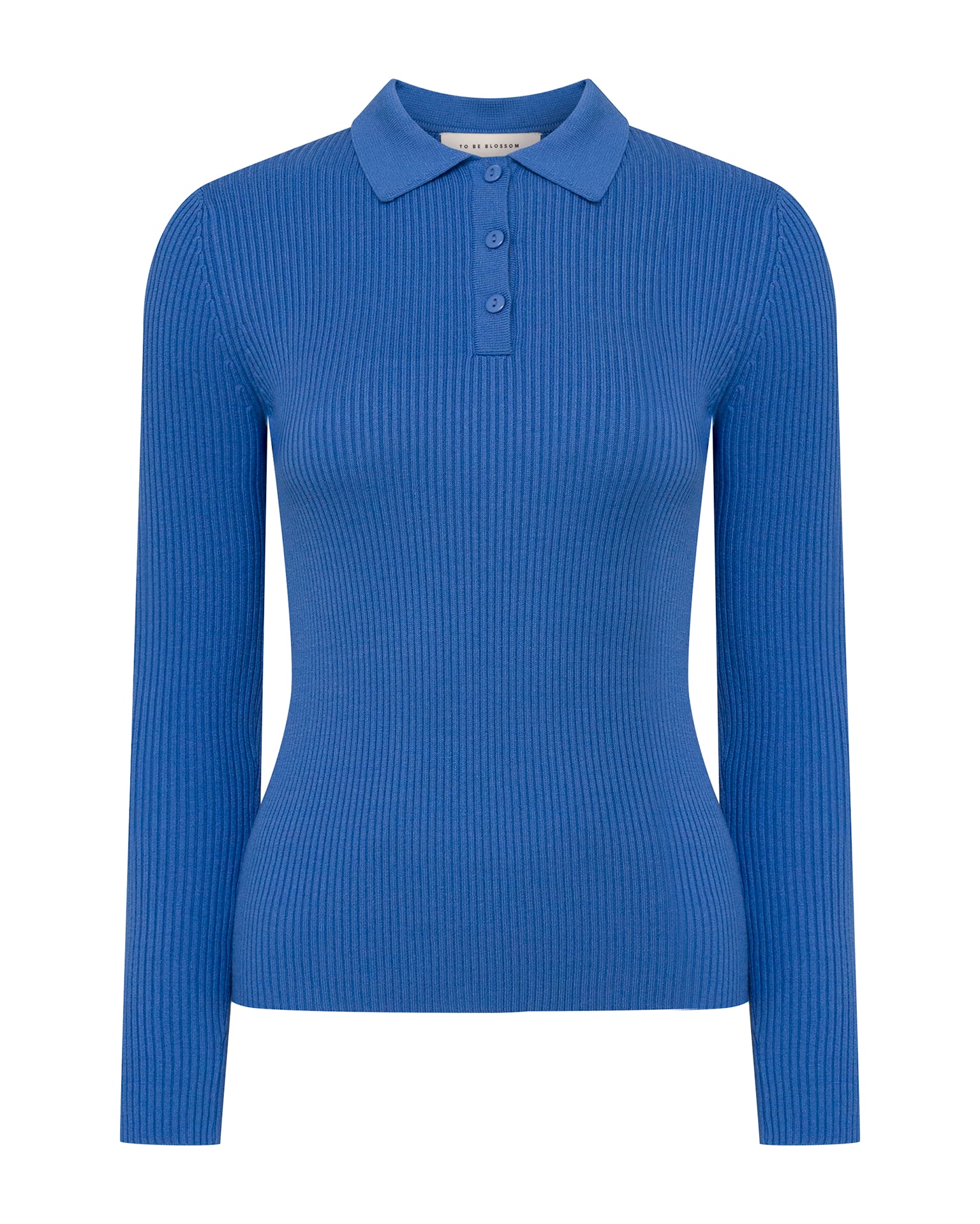 Blue polo with long sleeves, Blue — photo 7