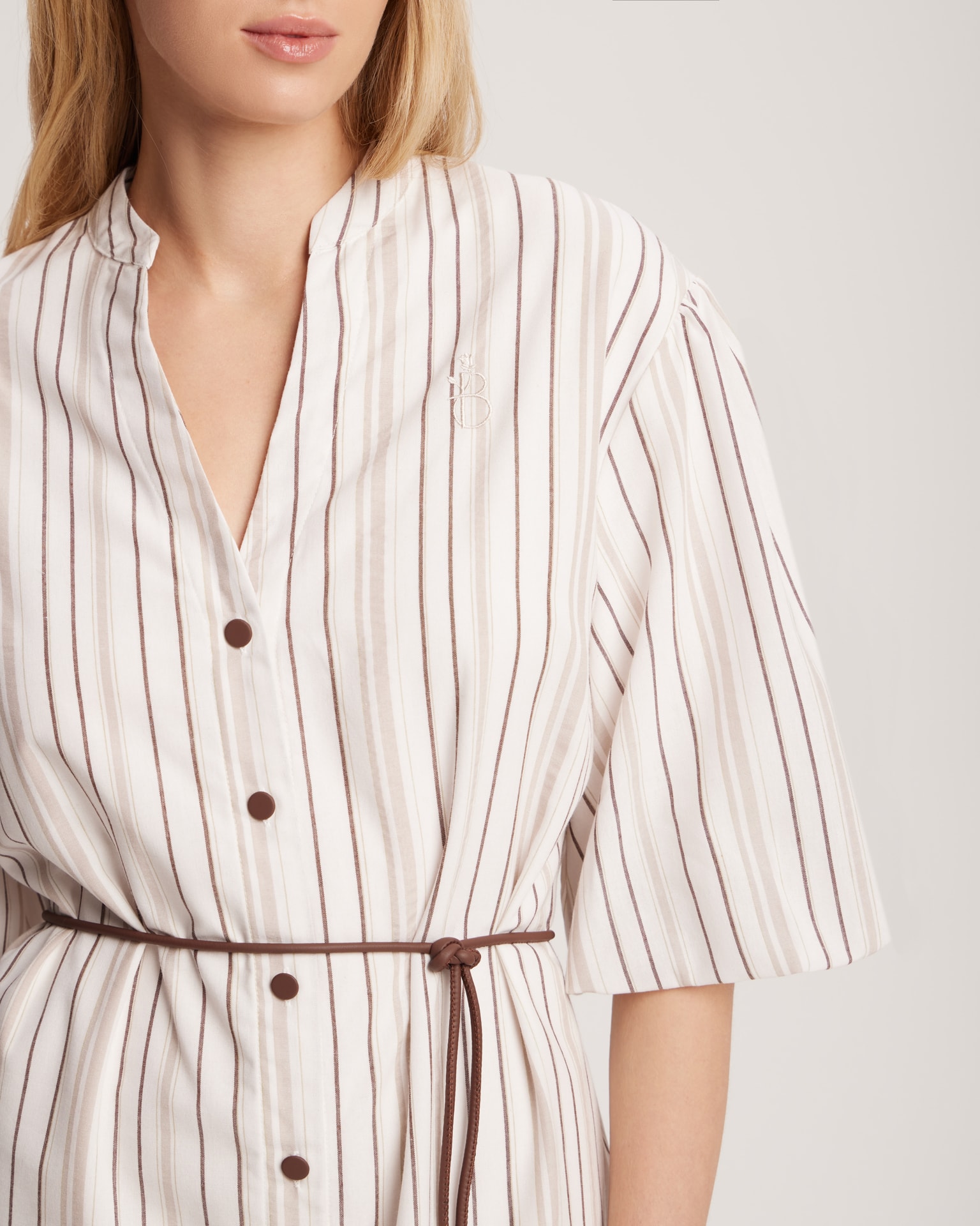 Striped cotton dress, White — photo 7