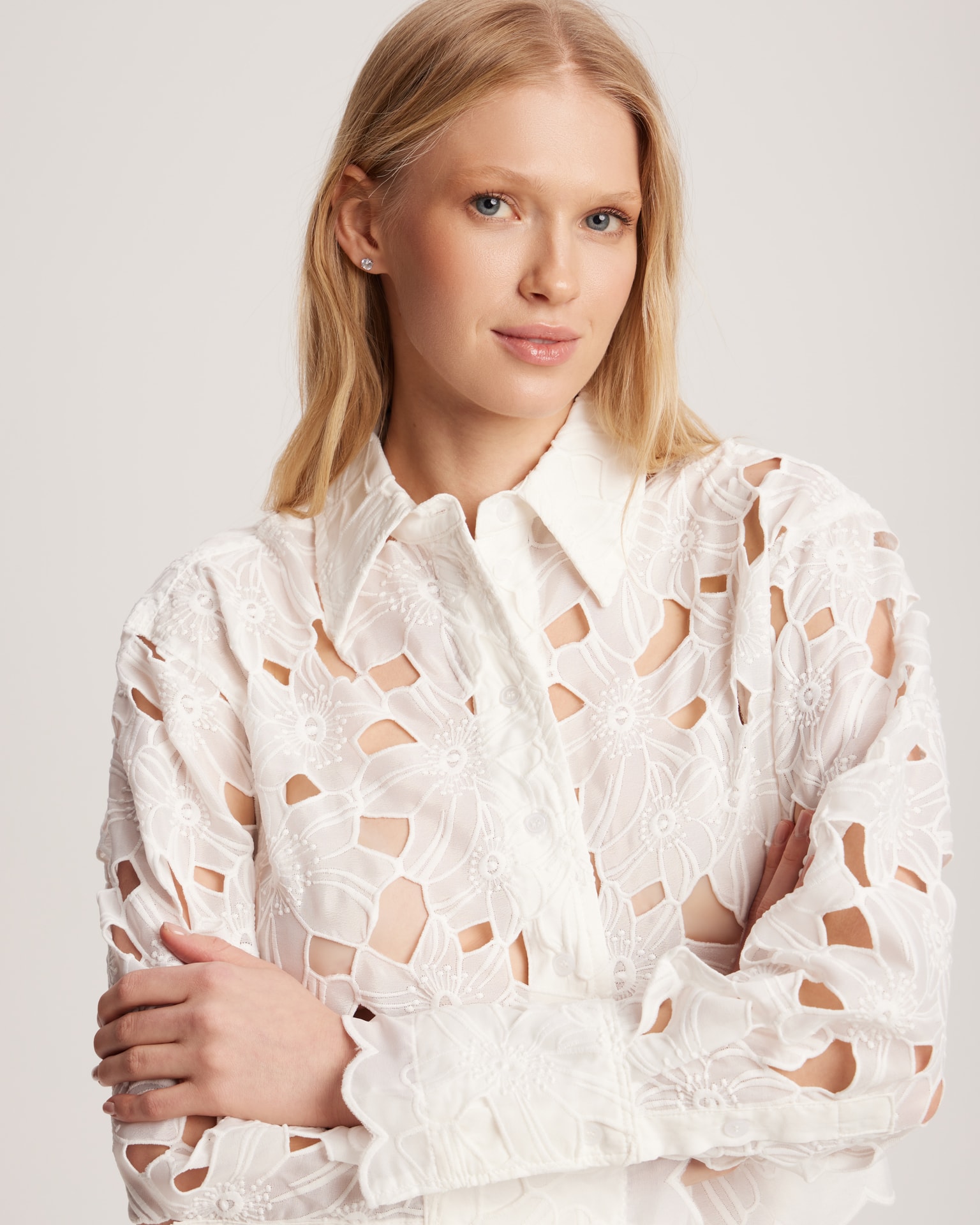 White lace blouse, White — photo 5