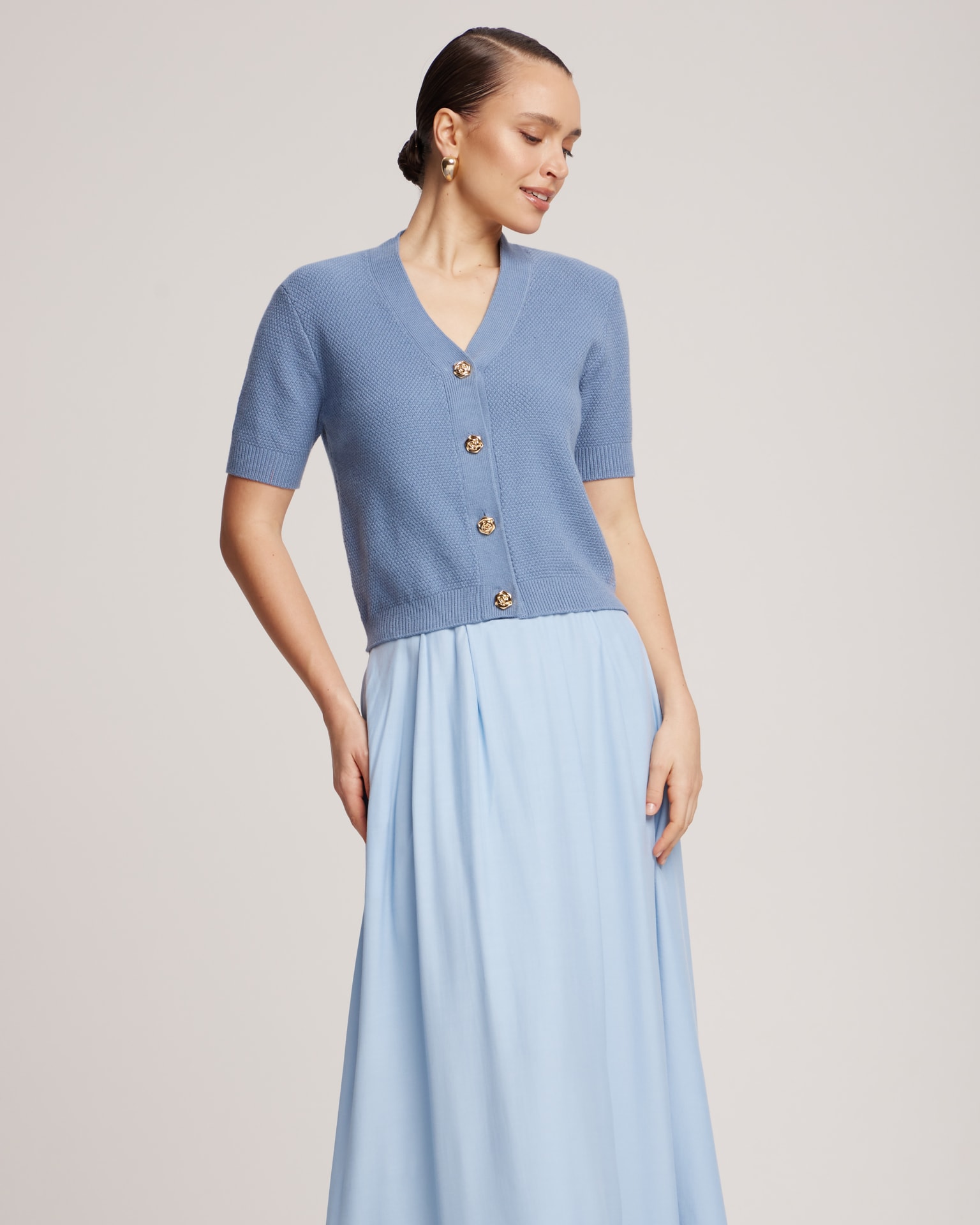 Short sleeve cardigan, Blue — photo 2
