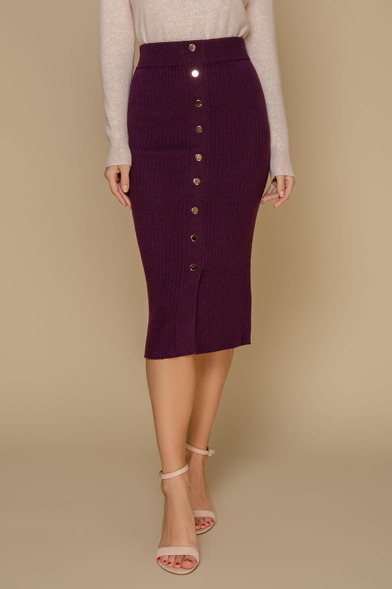 Seamless pencil skirt with a variable slit placement, Lilac — photo 2