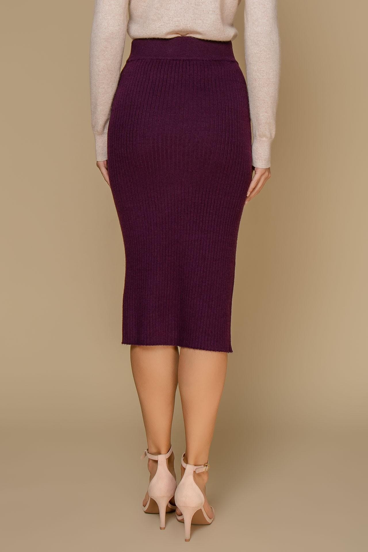 Seamless pencil skirt with a variable slit placement, Lilac — photo 3