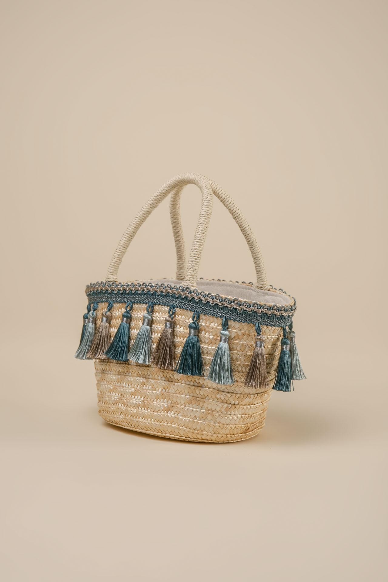 Boho-style bag with tassels, Beige — photo 4