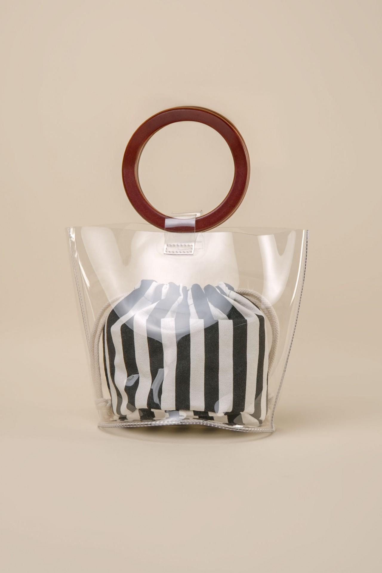 Plexiglass bag with an internal cotton pouch, Black & White
