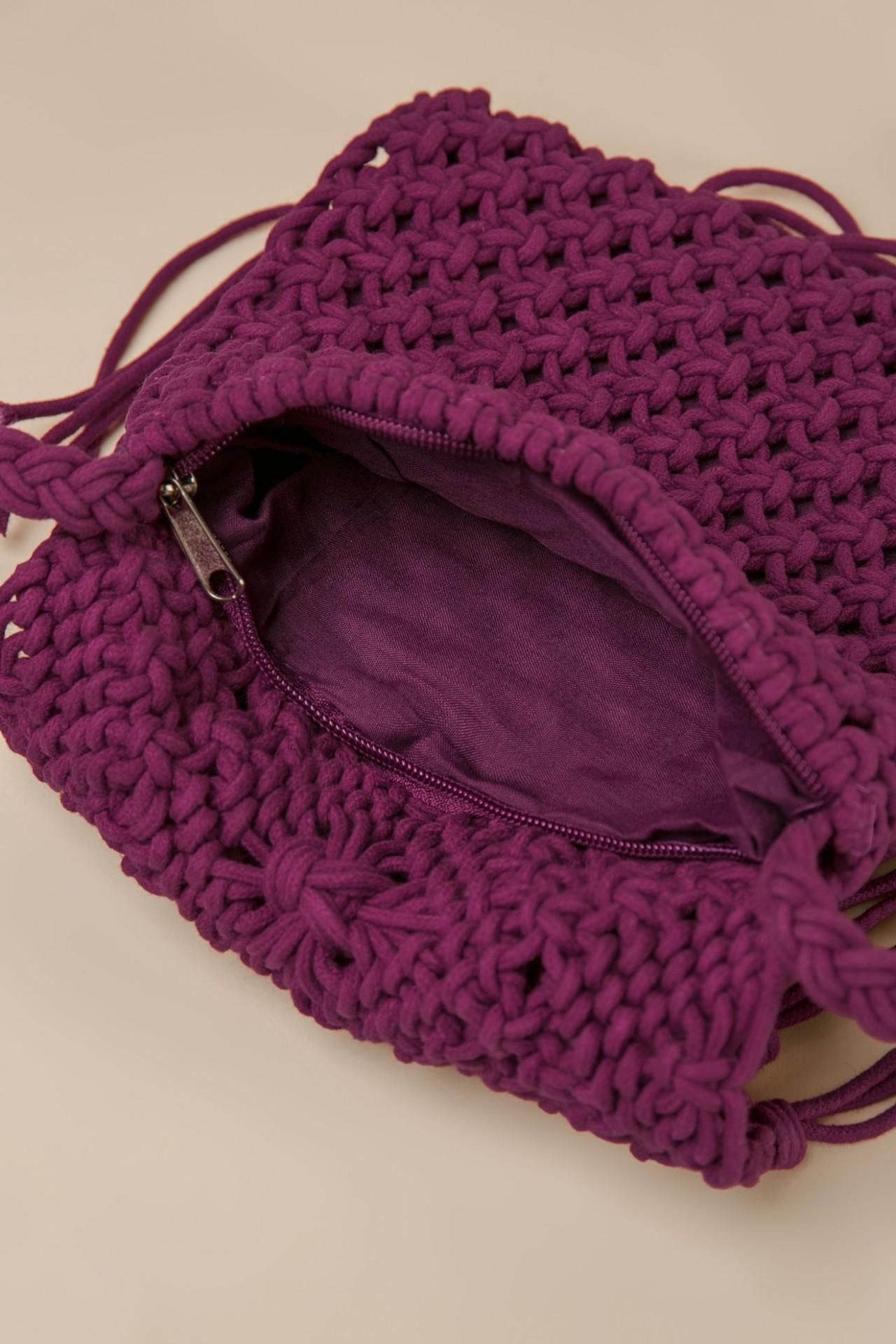 Bright boho-style bag with fringe, Violet. — photo 2