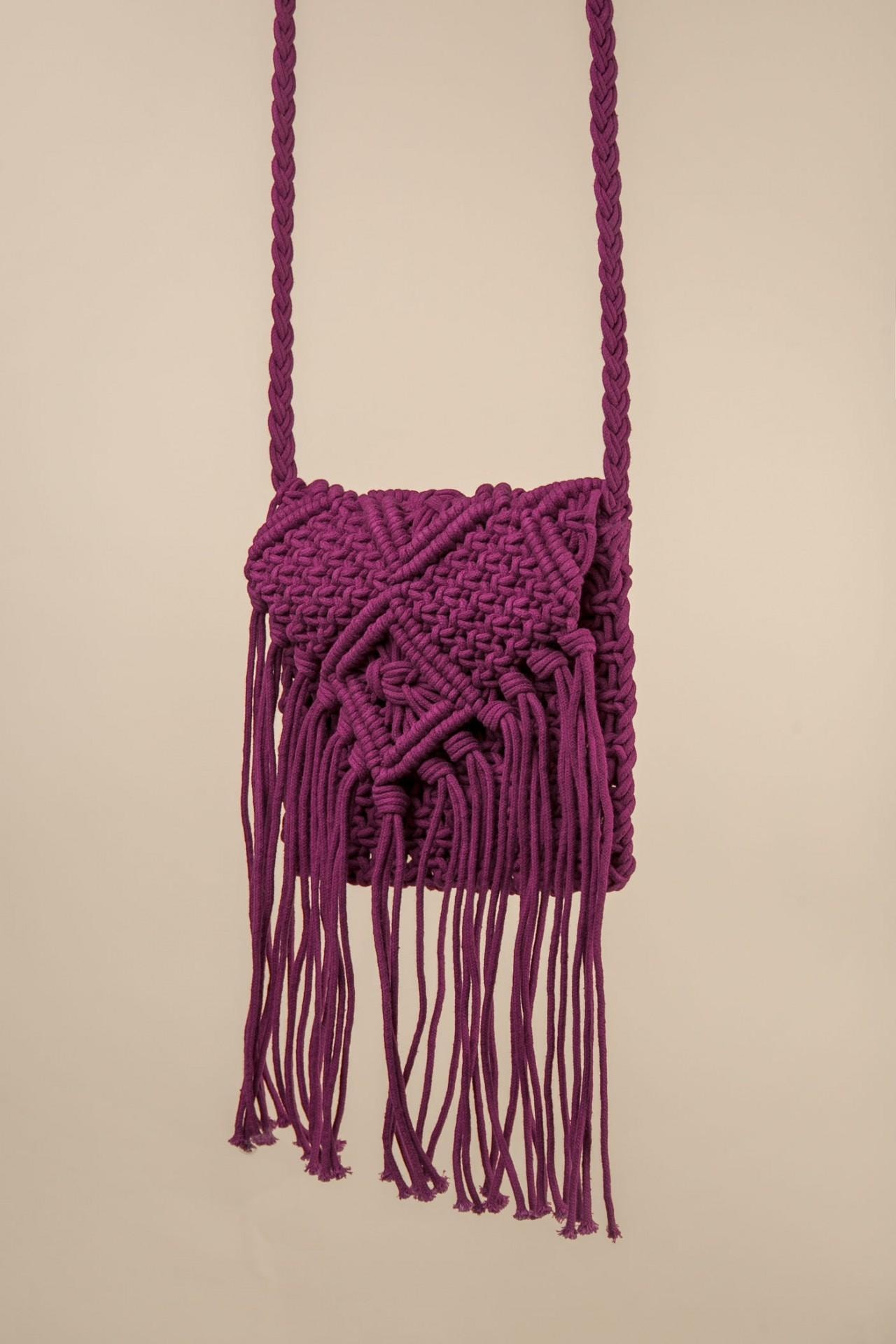 Bright boho-style bag with fringe, Violet. — photo 3
