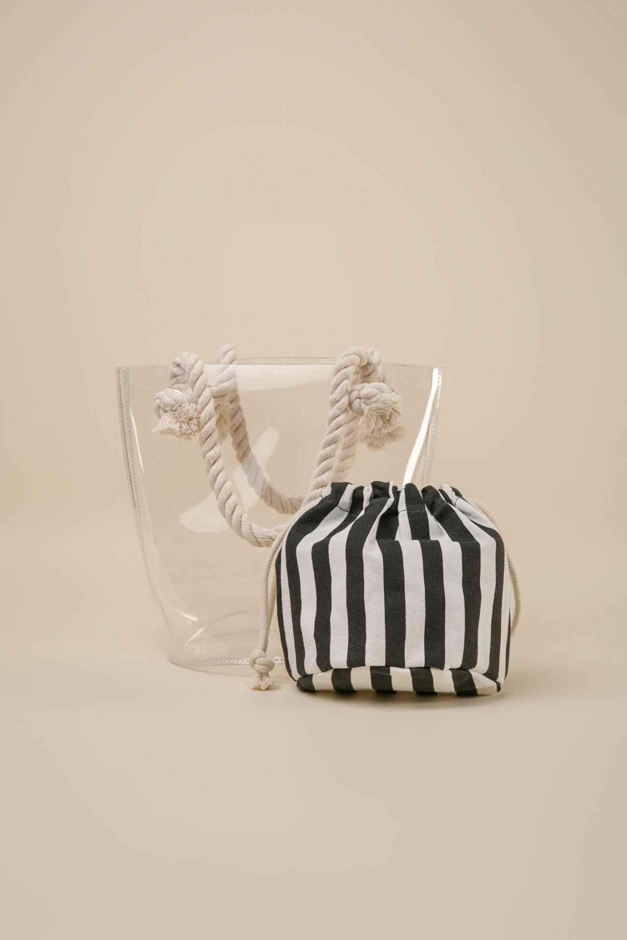 Transparent bag with a pouch, Black and White — photo 2