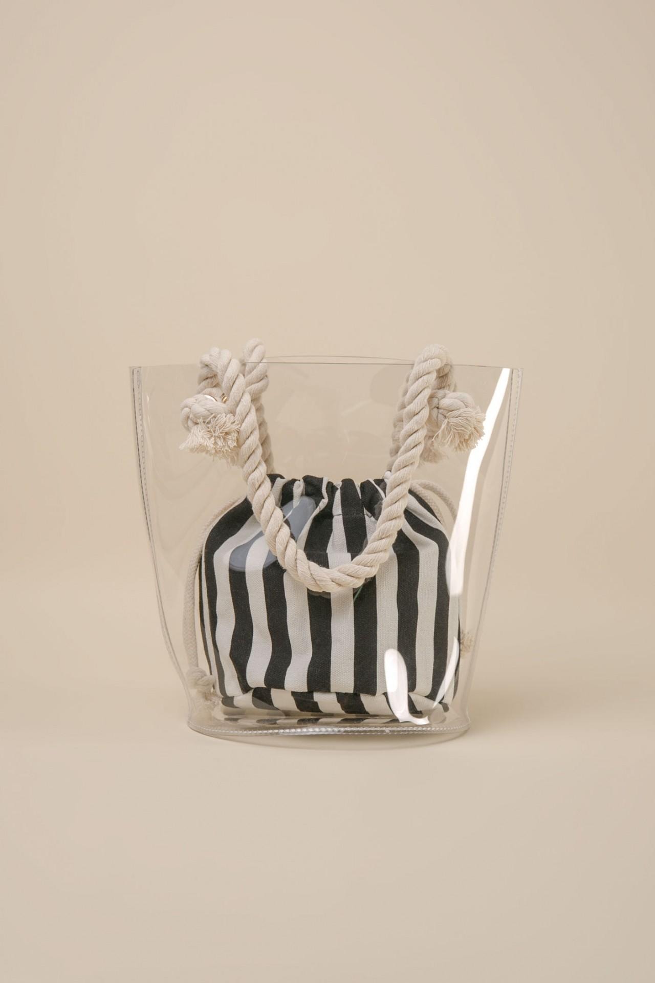 Transparent bag with a pouch, Black and White — photo 4
