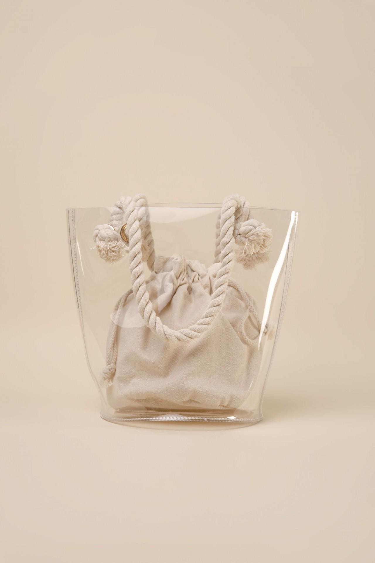 Transparent bag with an internal pouch, Beige — photo 2