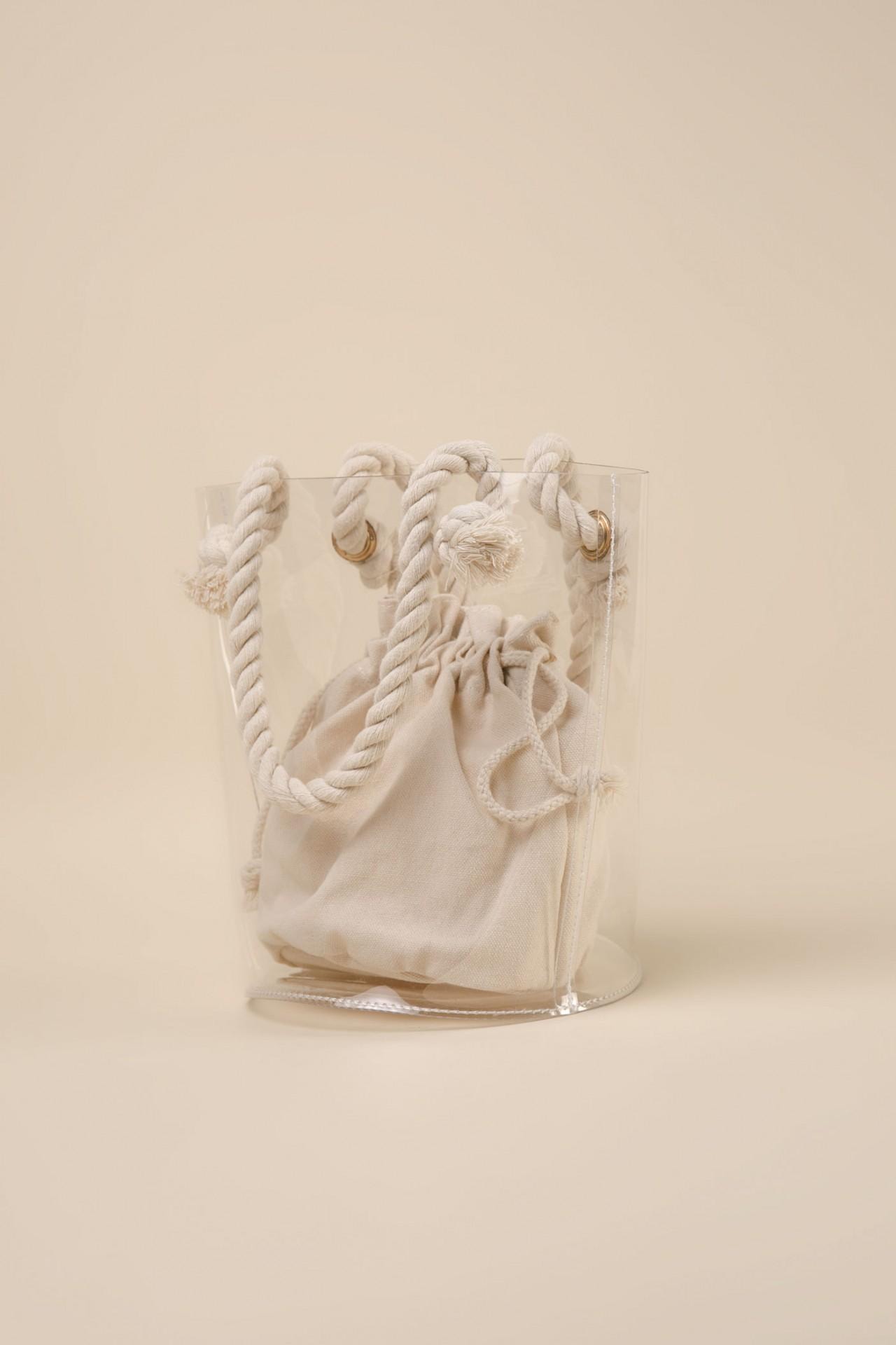 Transparent bag with an internal pouch, Beige — photo 4