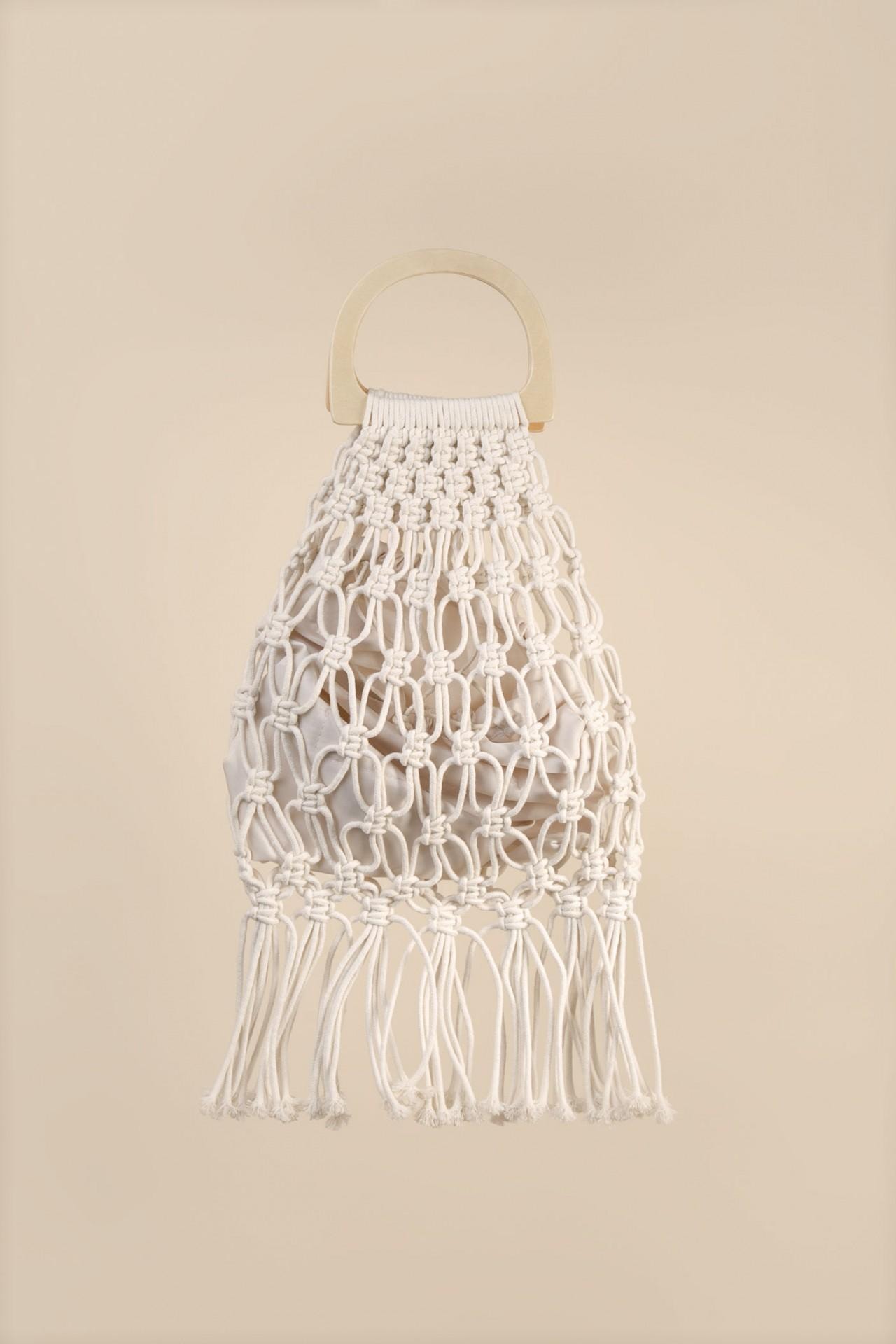 String bag with fringe, White — photo 2