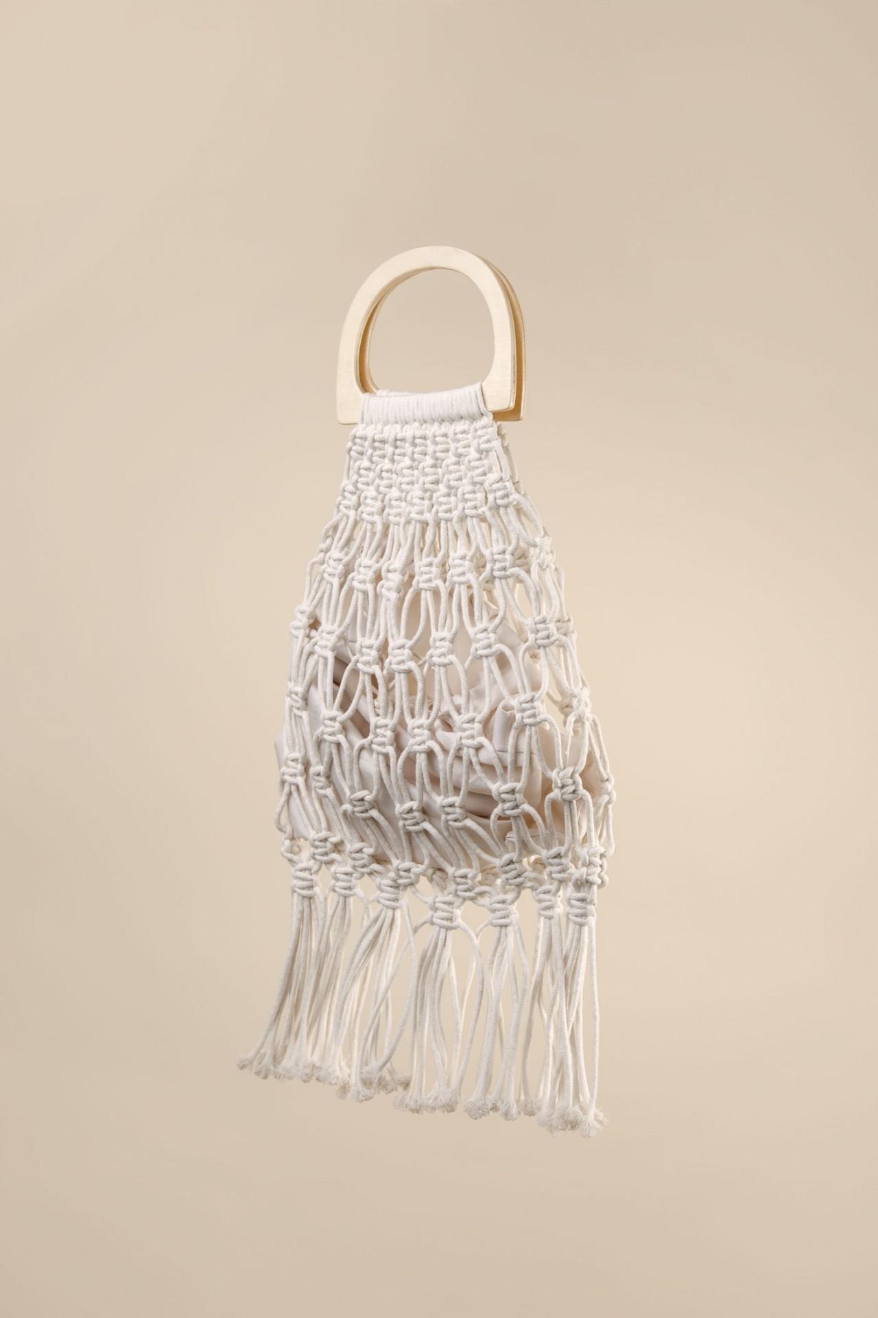 String bag with fringe, White — photo 3