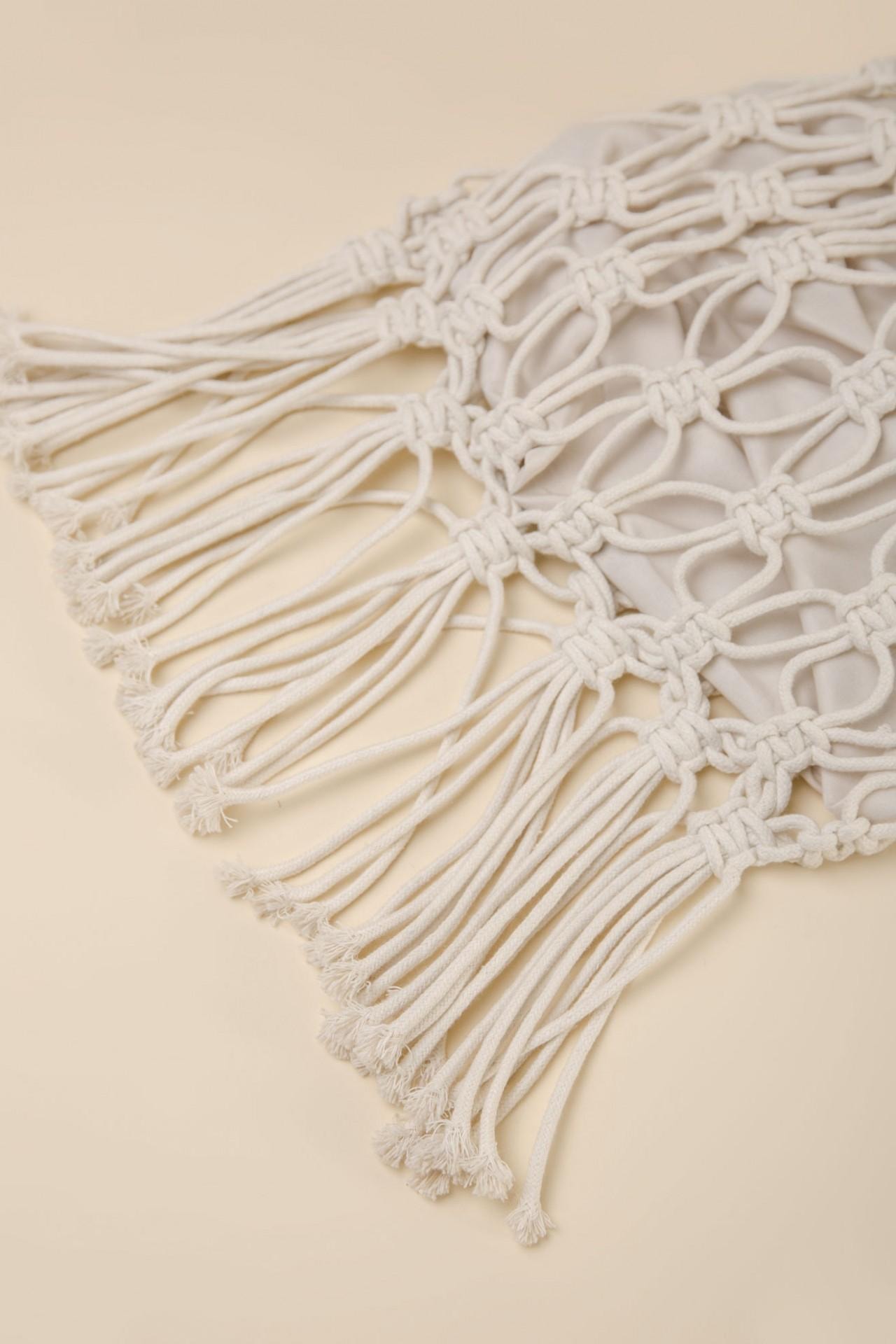 String bag with fringe, White — photo 4