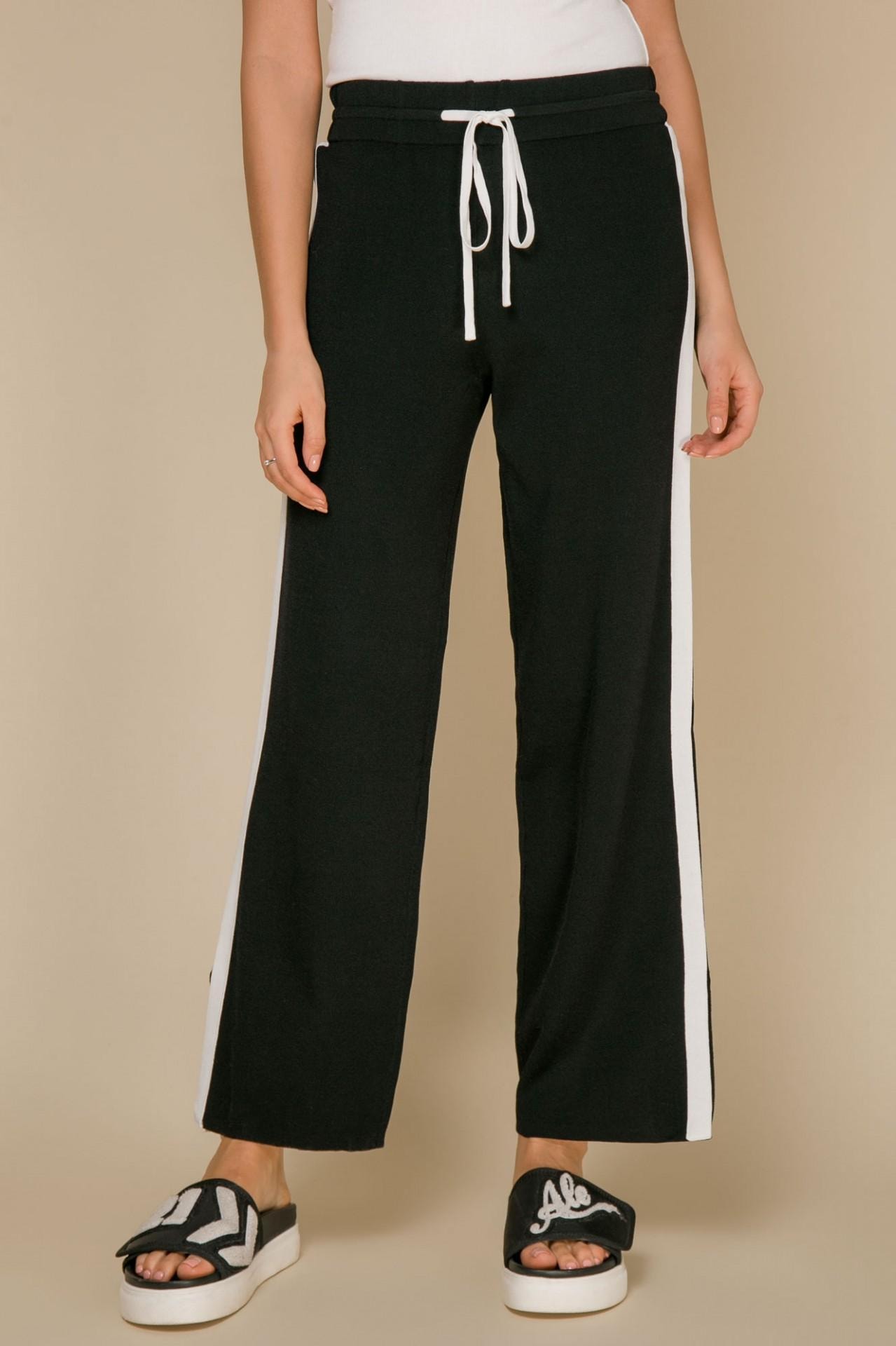 Jogger trousers with contrasting side stripes, Black & White — photo 2