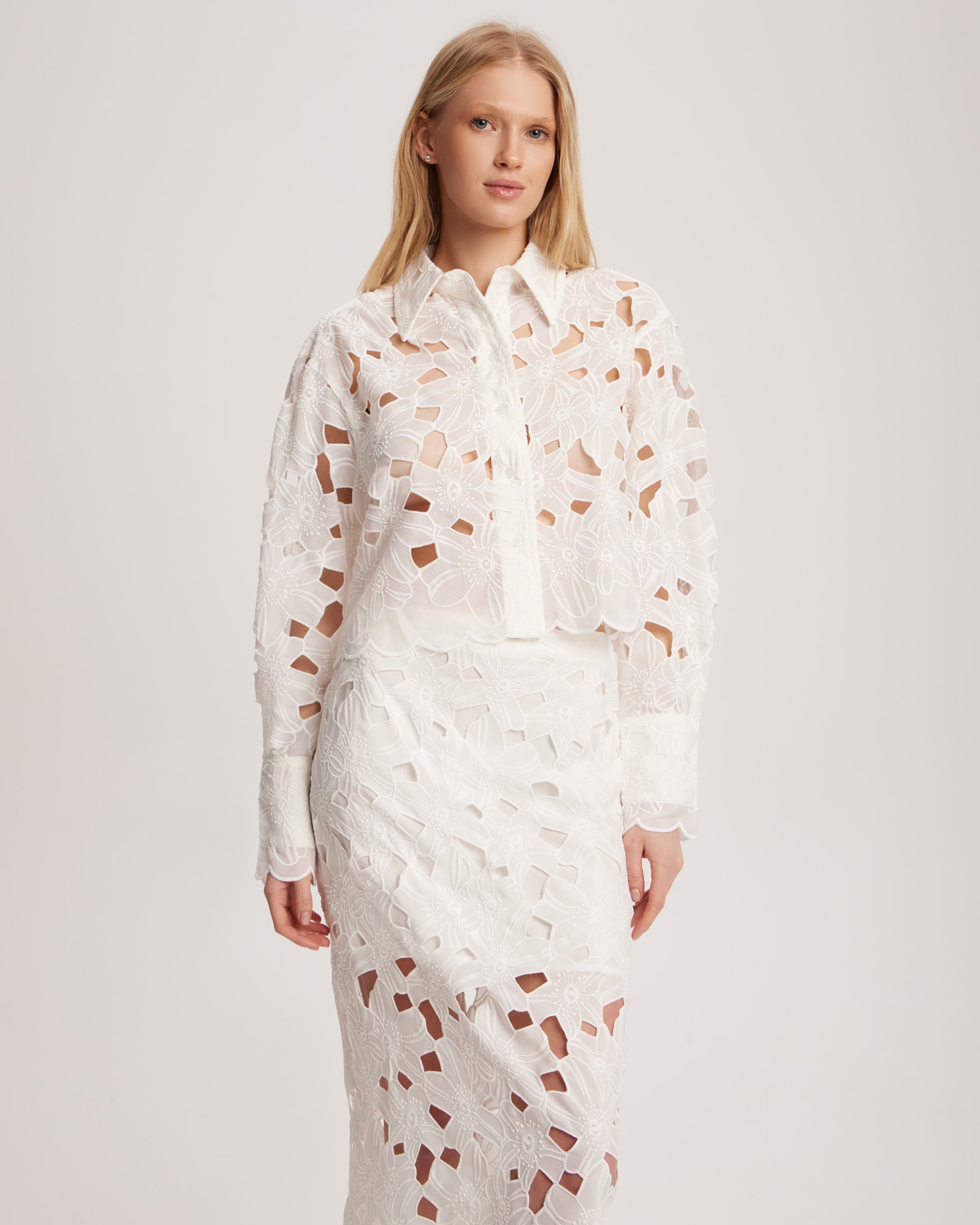 White lace blouse, White — photo 3