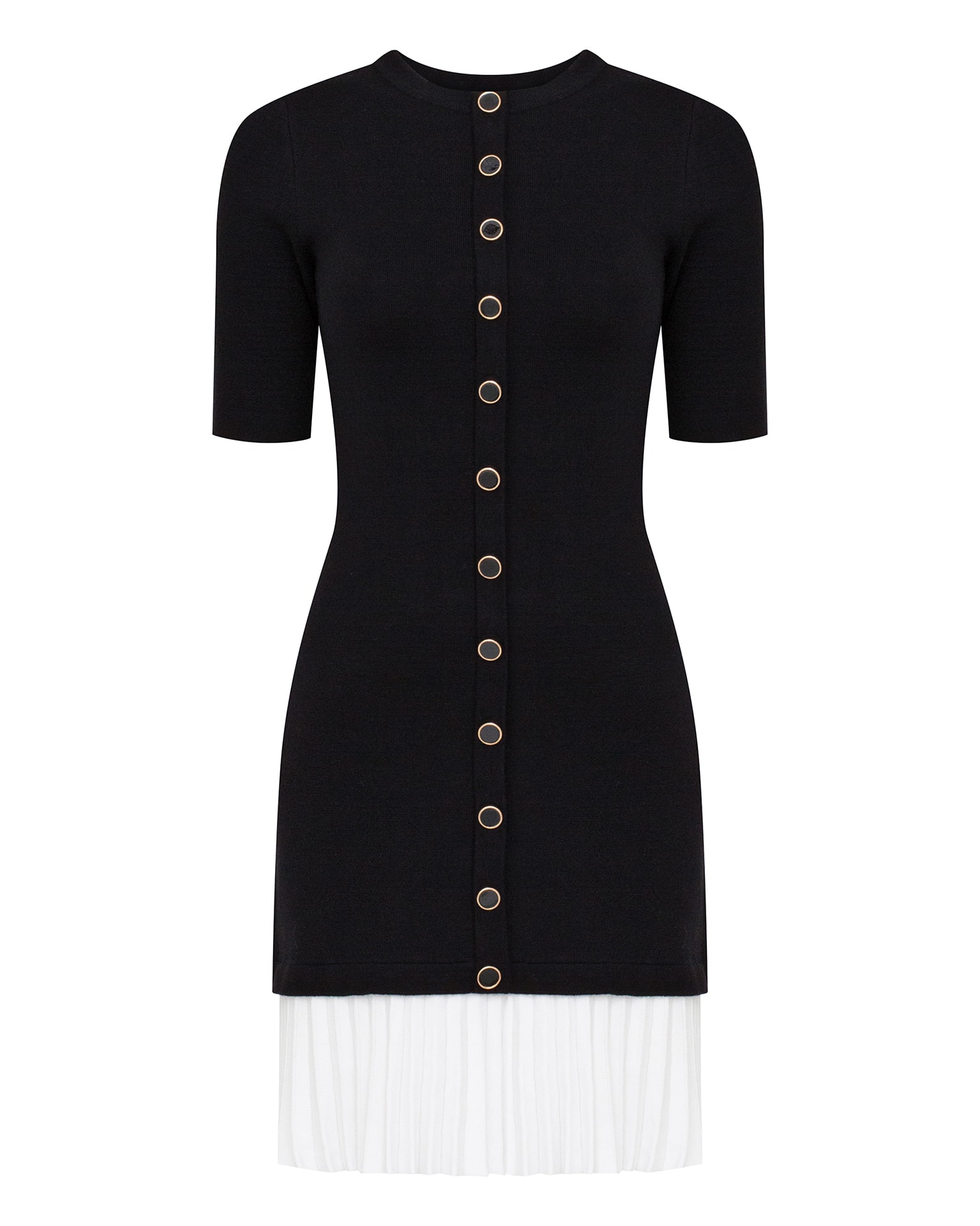 Black dress with a white frill at the bottom, Black — photo 7