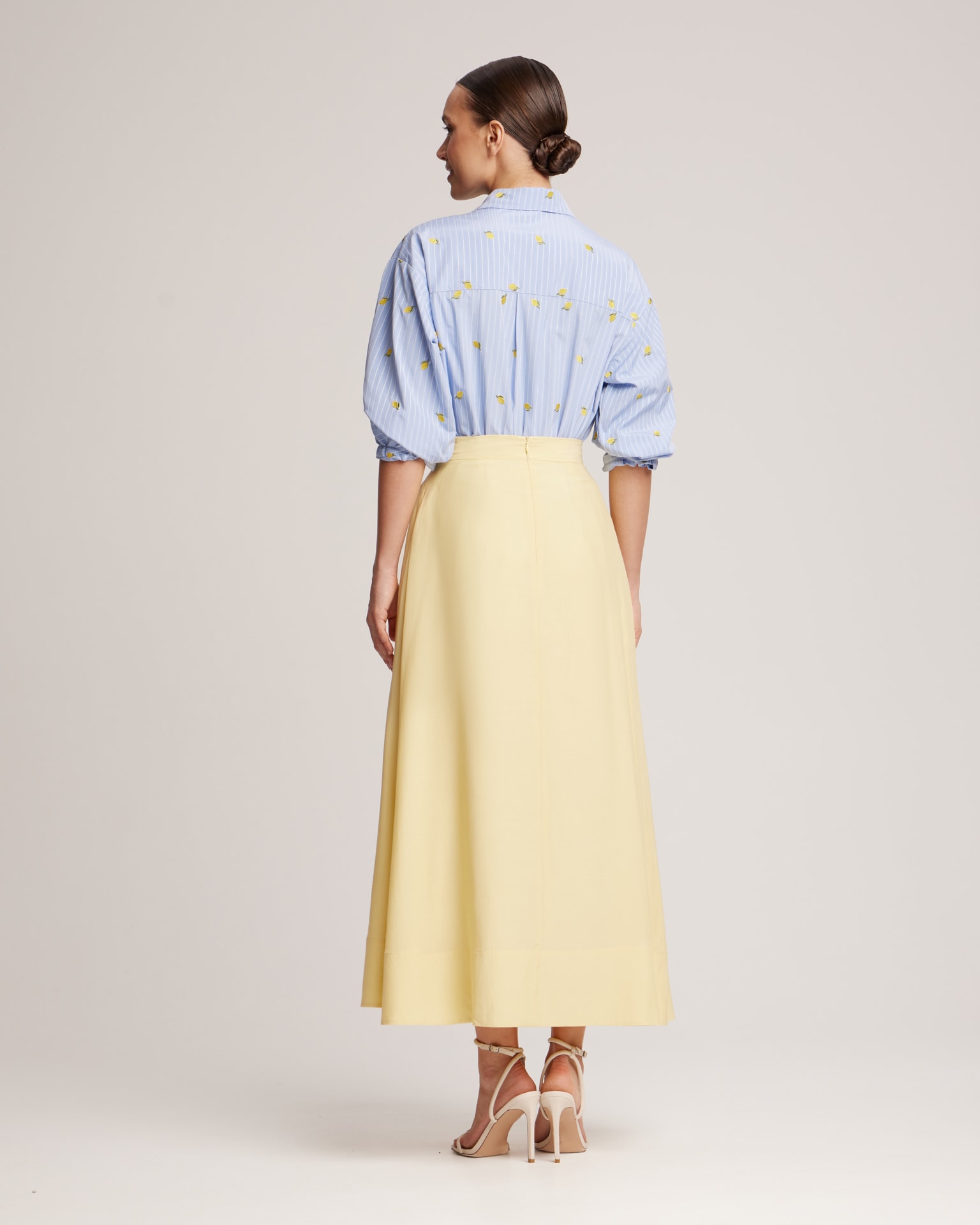 flowing midi skirt, Yellow — photo 3