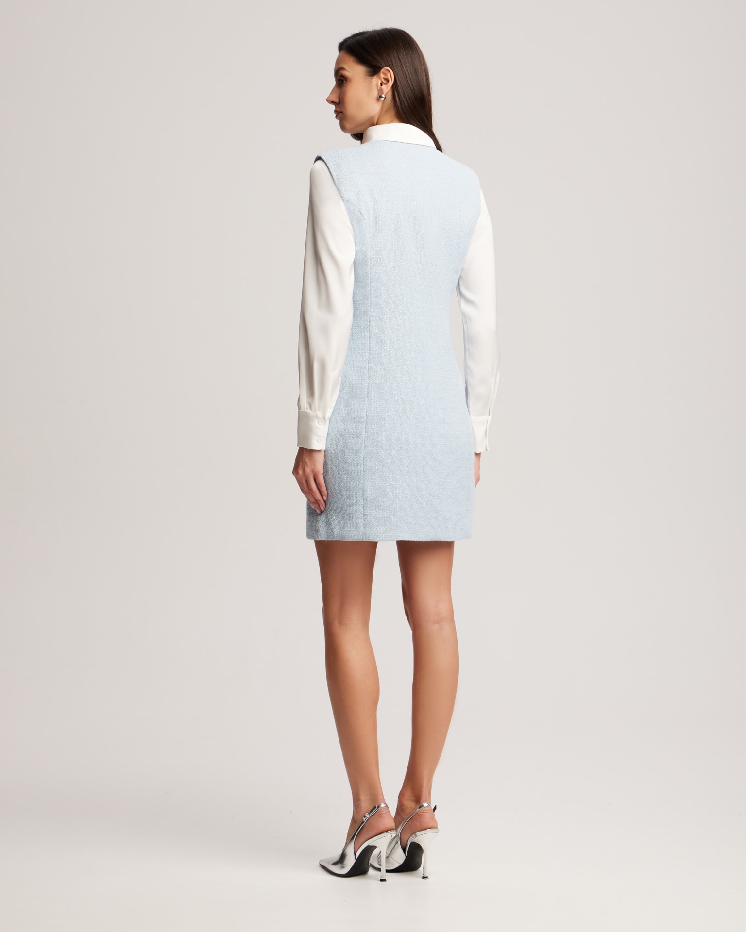 Blue Tweed Dress, Light Blue — photo 5