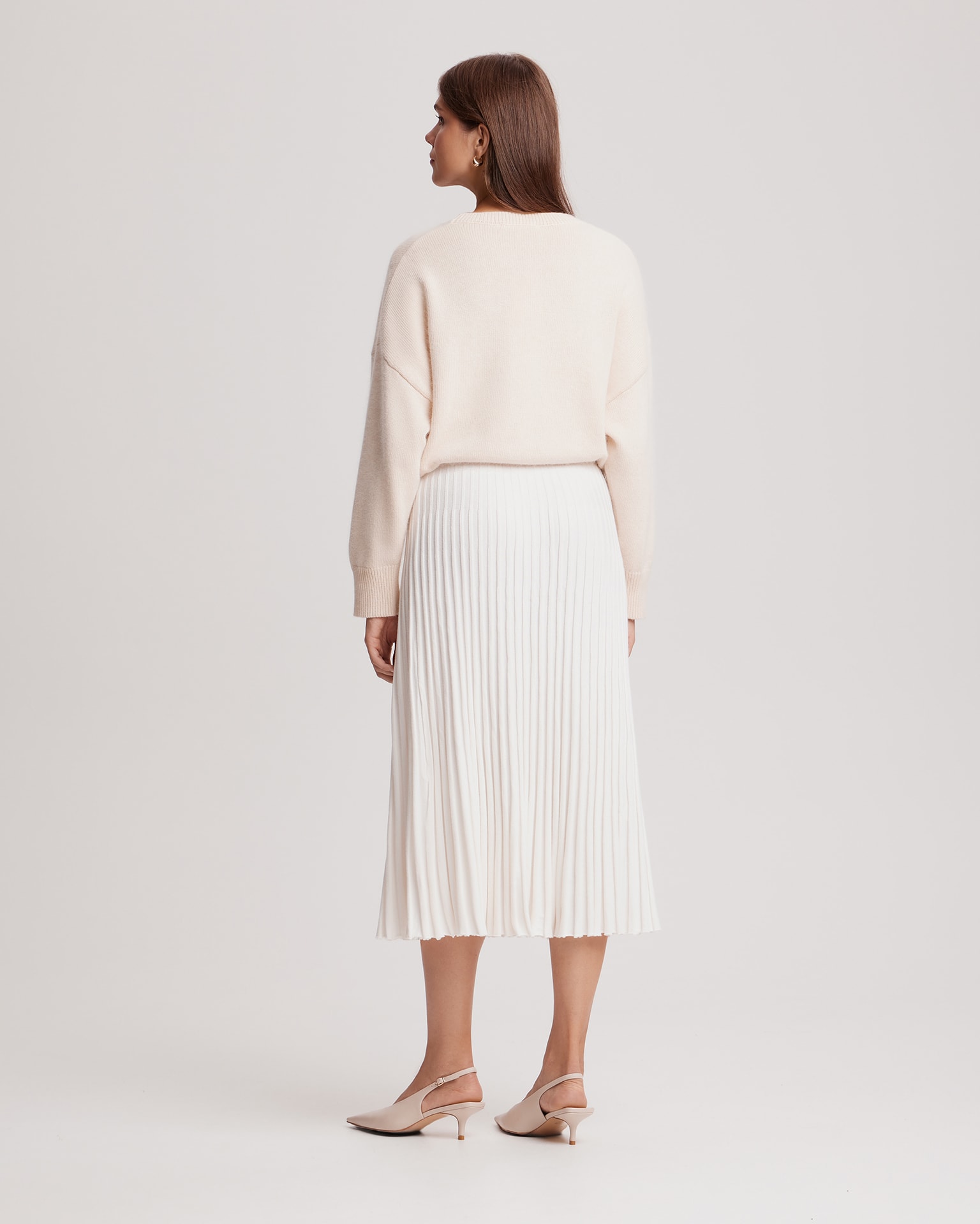 Milk-coloured midi pleated skirt, Milk — photo 3