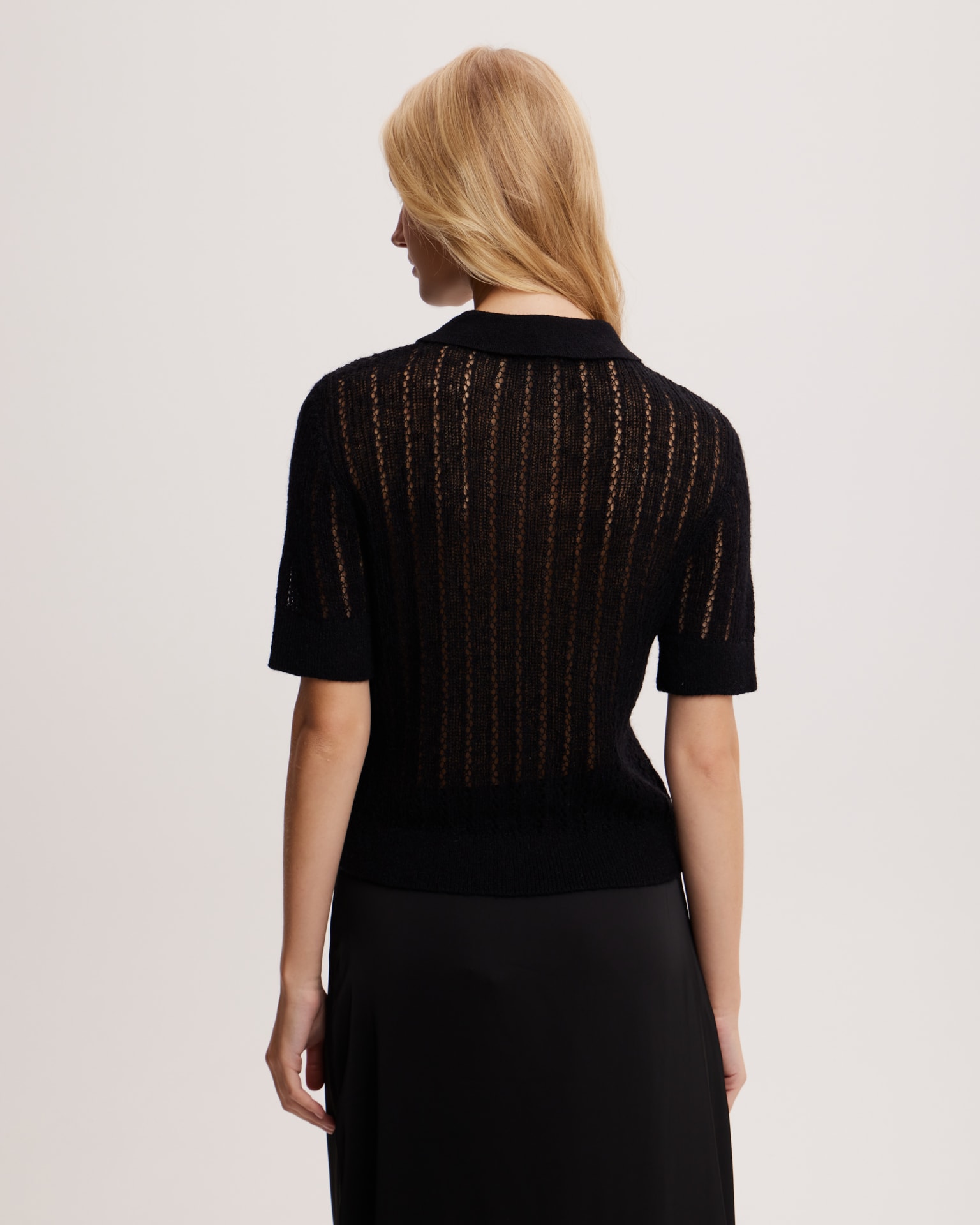 Knitted polo jumper, Black — photo 4