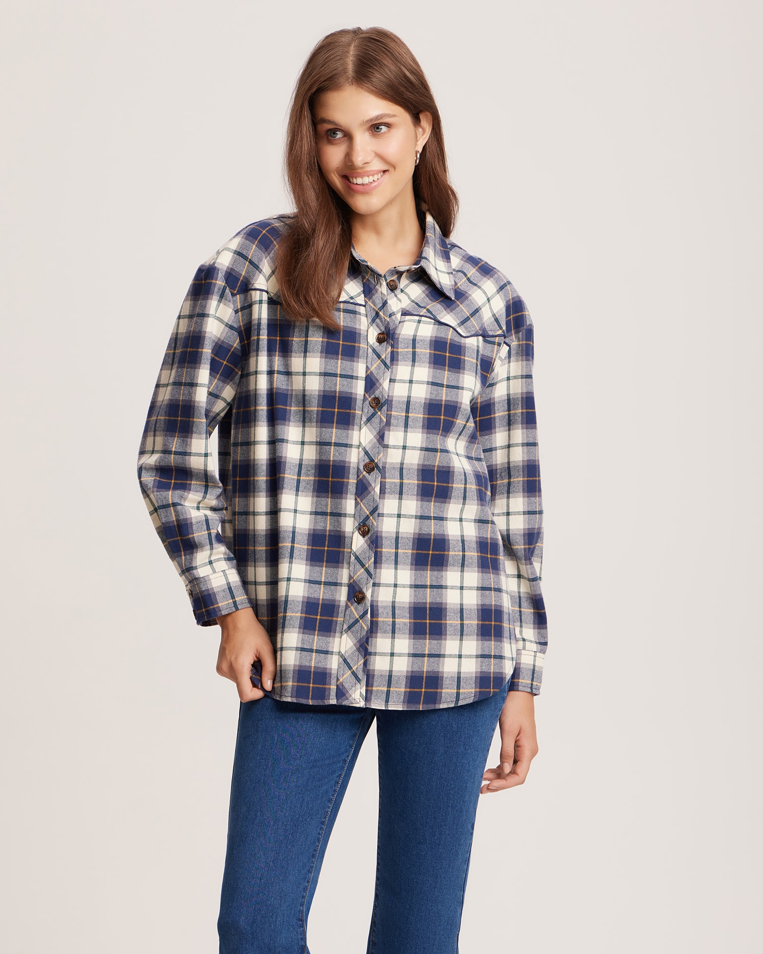 Blue checked shirt, Blue — photo 5