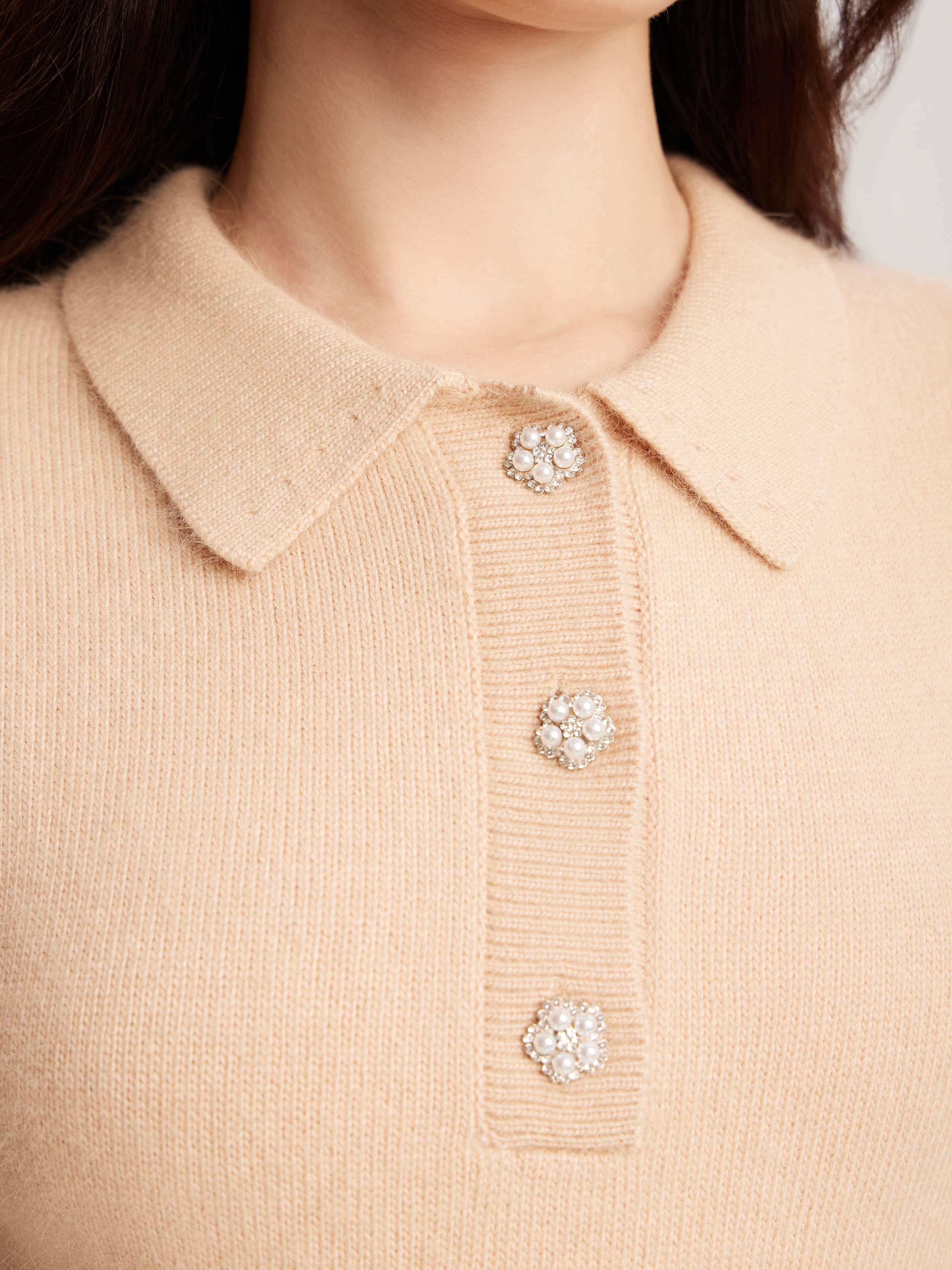 Angora polo jumper, Beige — photo 4