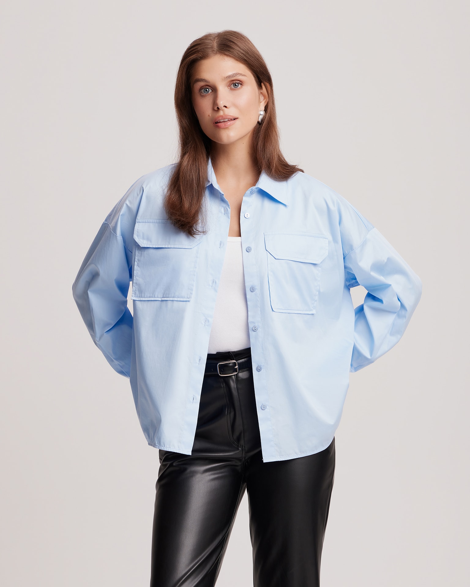 Straight-cut shirt, Sky Blue
