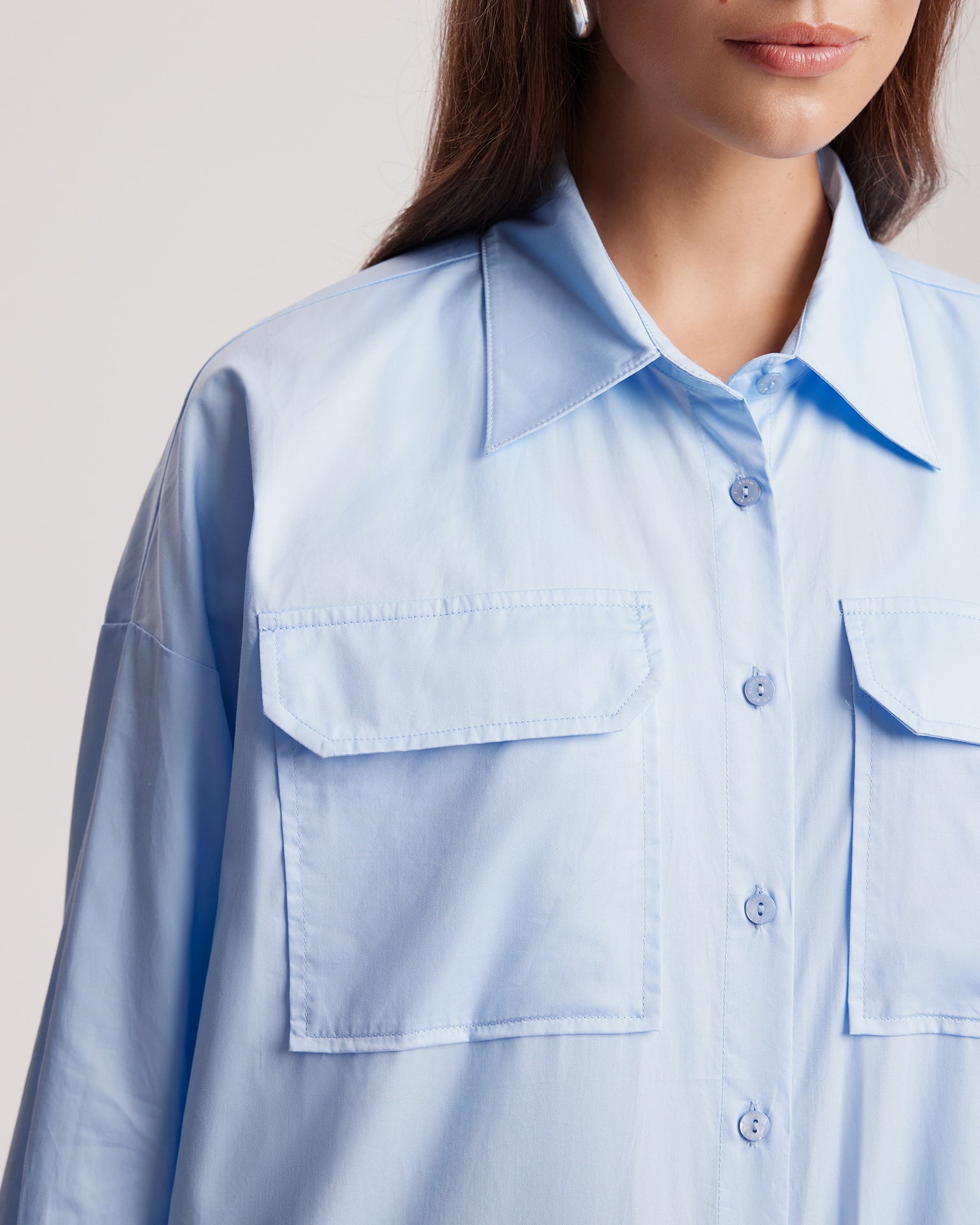 Straight-cut shirt, Sky Blue — photo 6