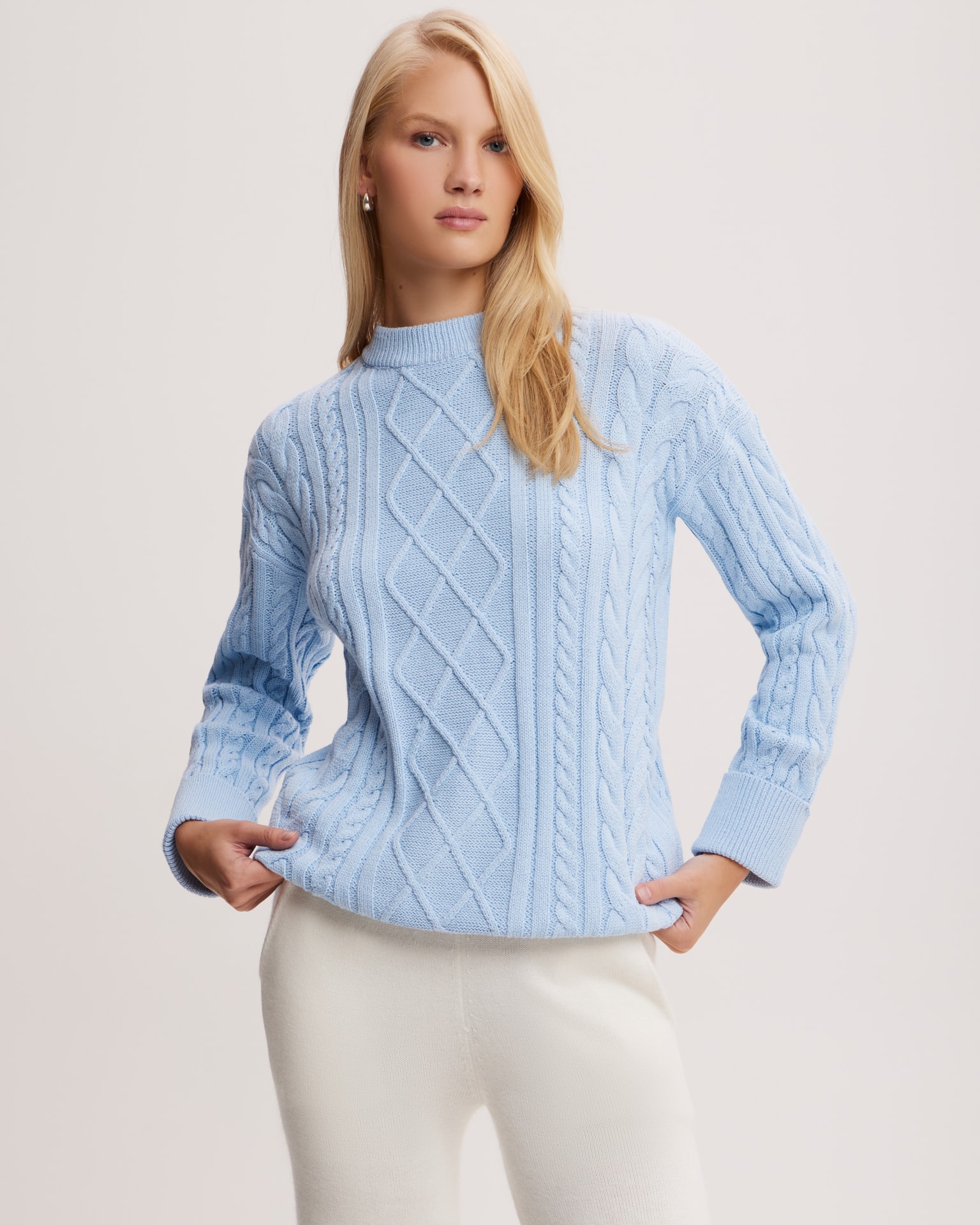 Textured jumper in blue, Sky Blue