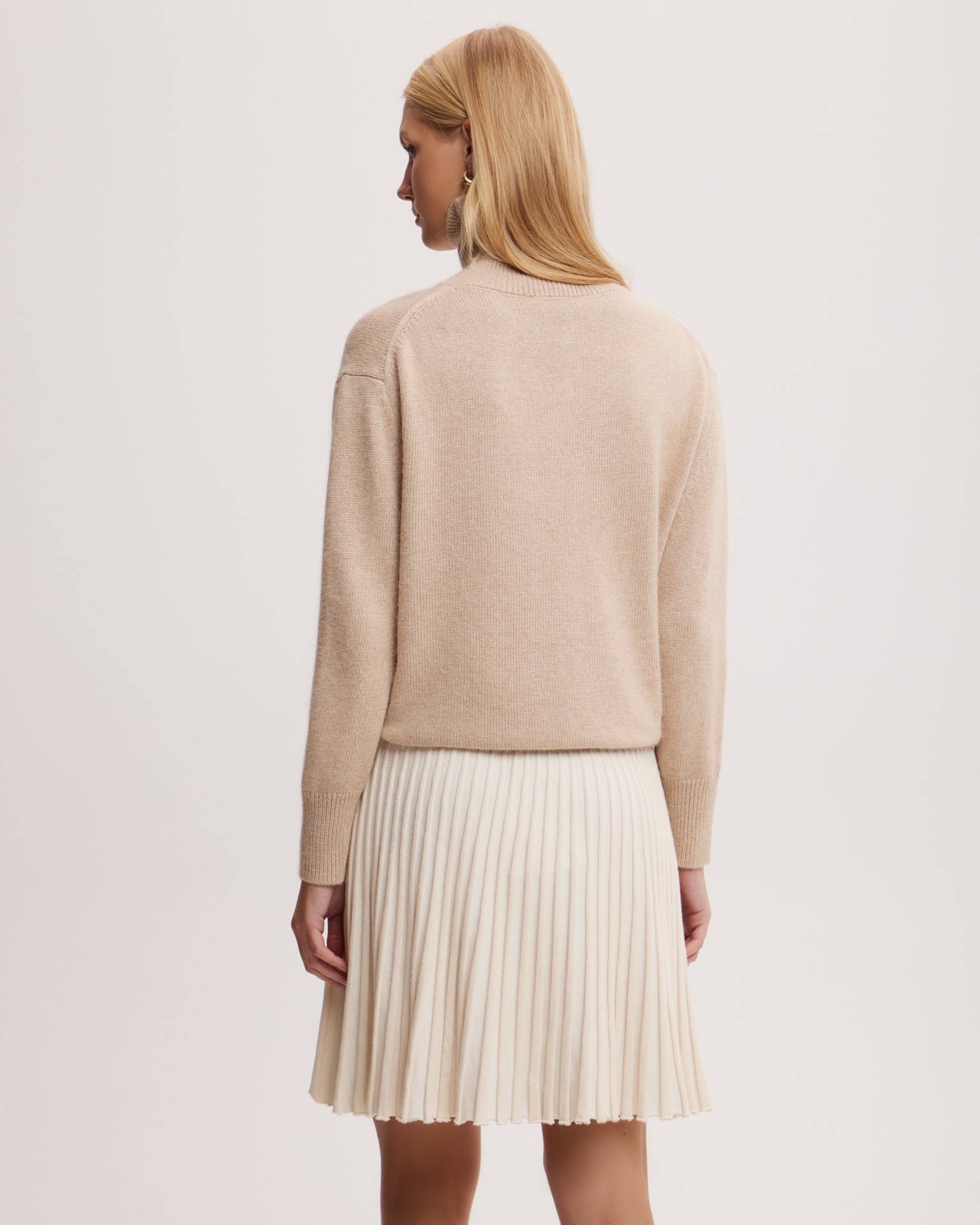 Pleated mini skirt in milk colour, Milky — photo 3