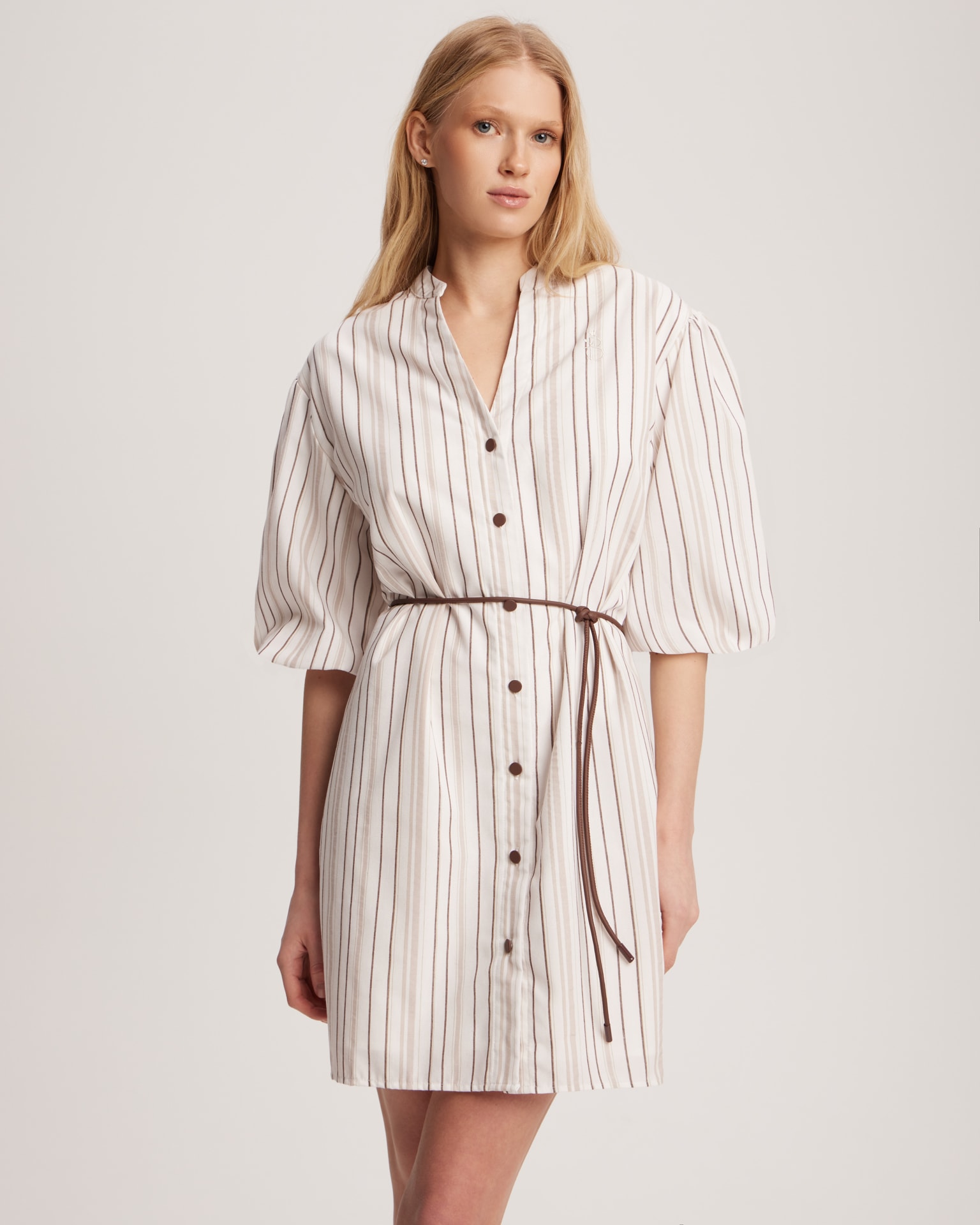 Striped cotton dress, White — photo 2