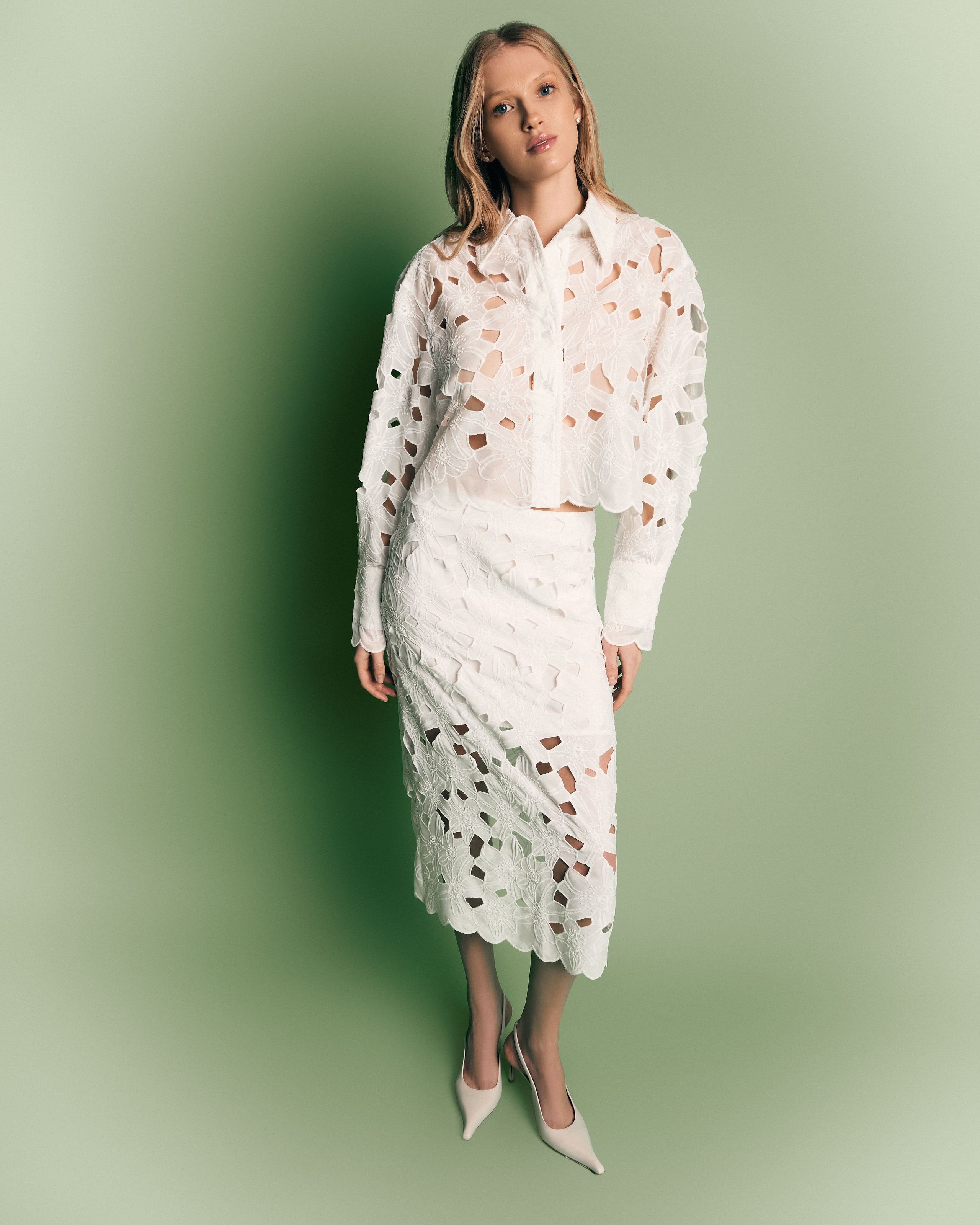 White lace blouse, White