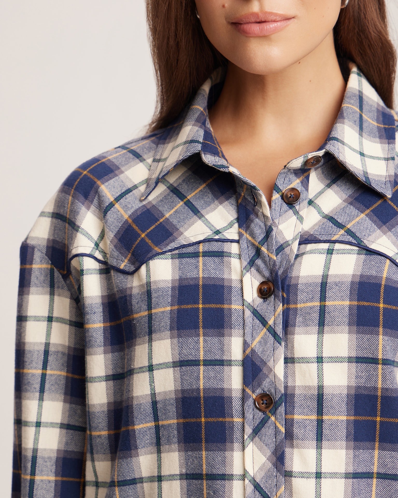 Blue checked shirt, Blue — photo 7